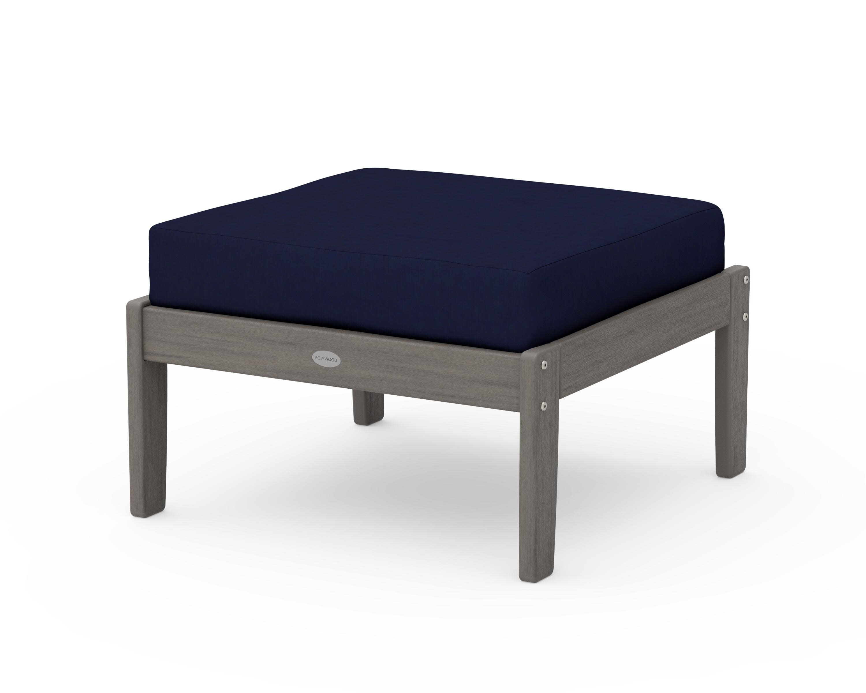 Braxton Deep Seating Ottoman in Driftwood / Navy