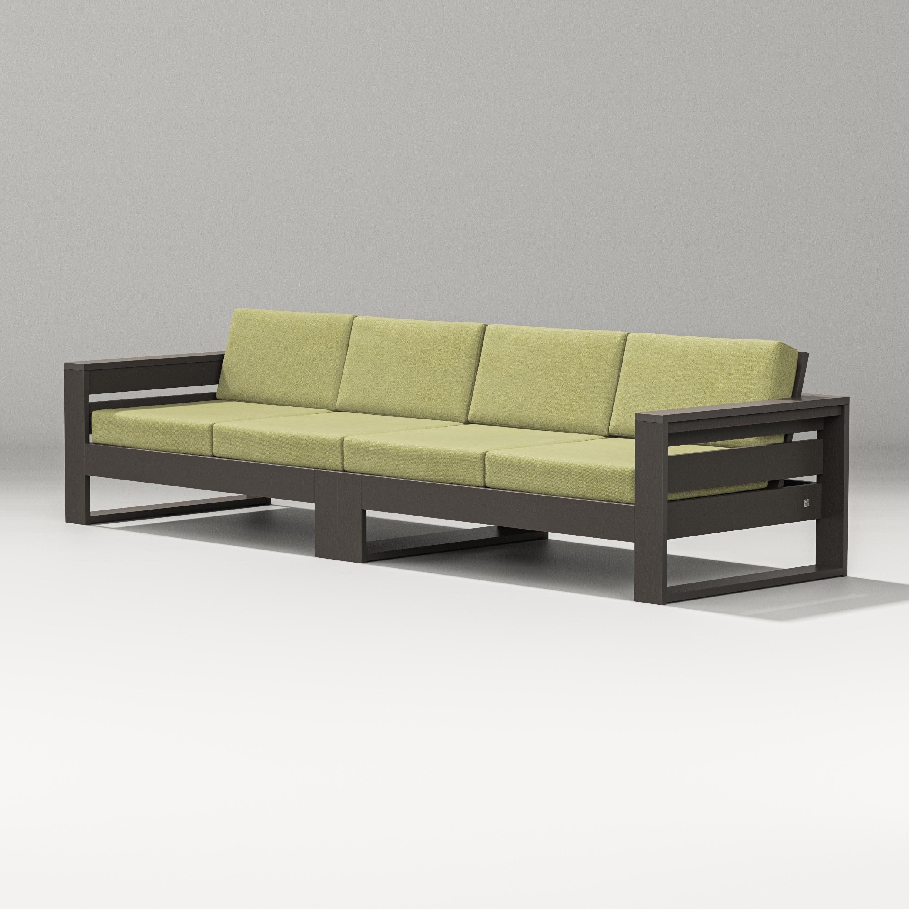 Latitude Straight Sectional in Vintage Coffee / Chartreuse Boucle