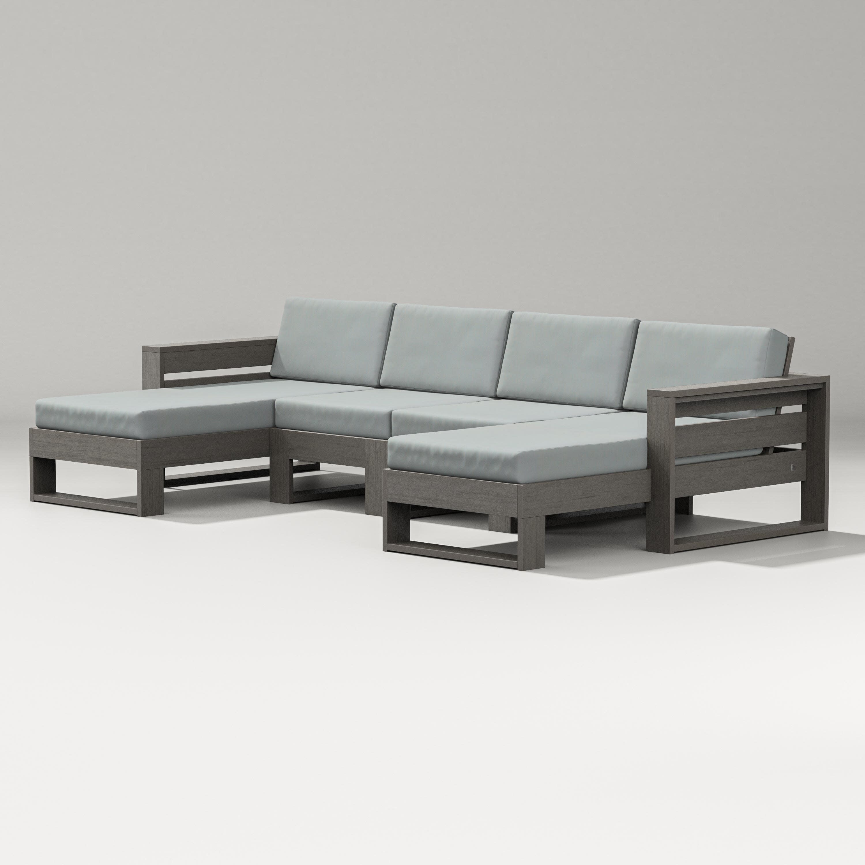 Latitude Double Chaise Sectional in Driftwood / Spa