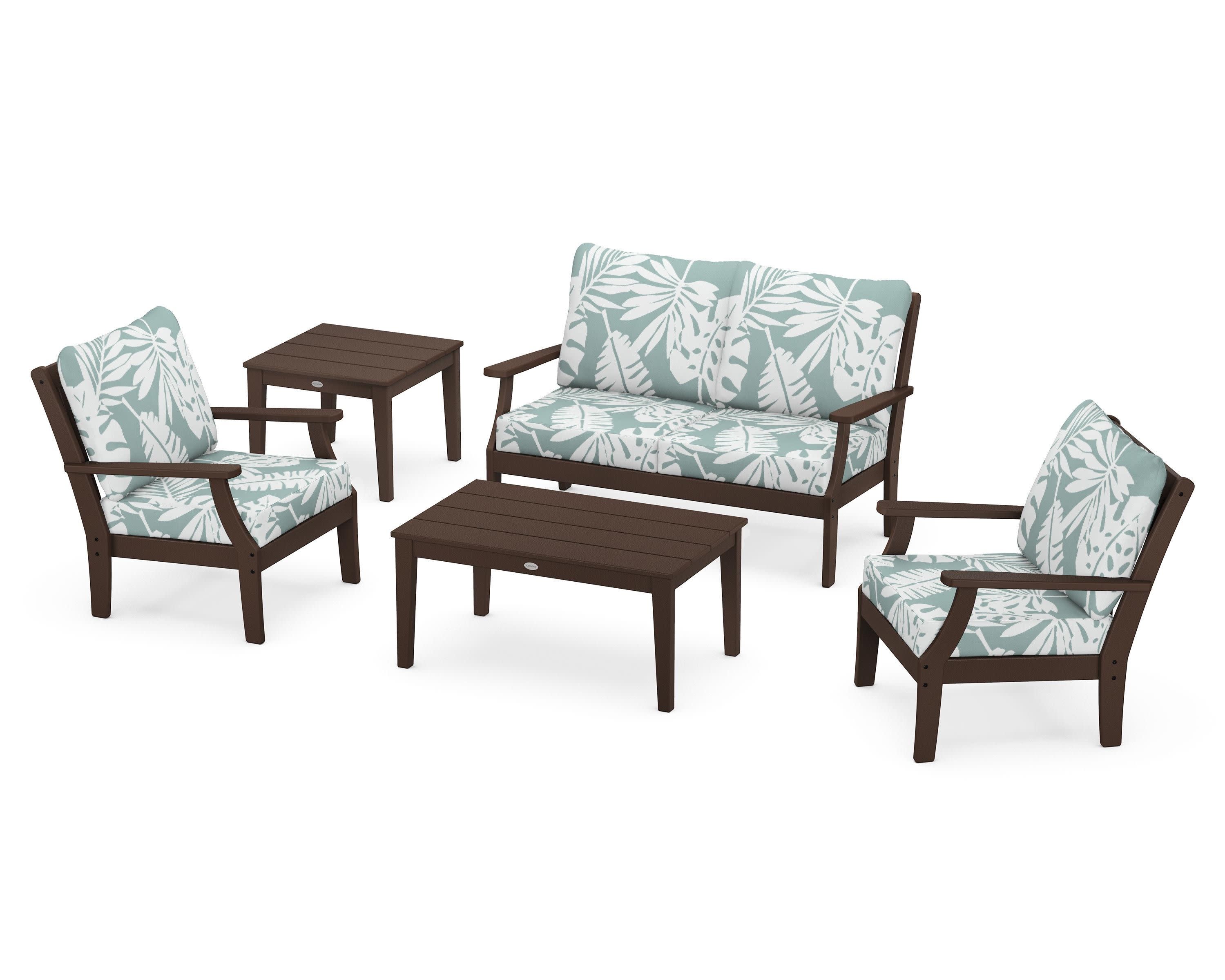 Braxton 5-Piece Deep Seating Set in Mahogany / Leaf Glacier Spa