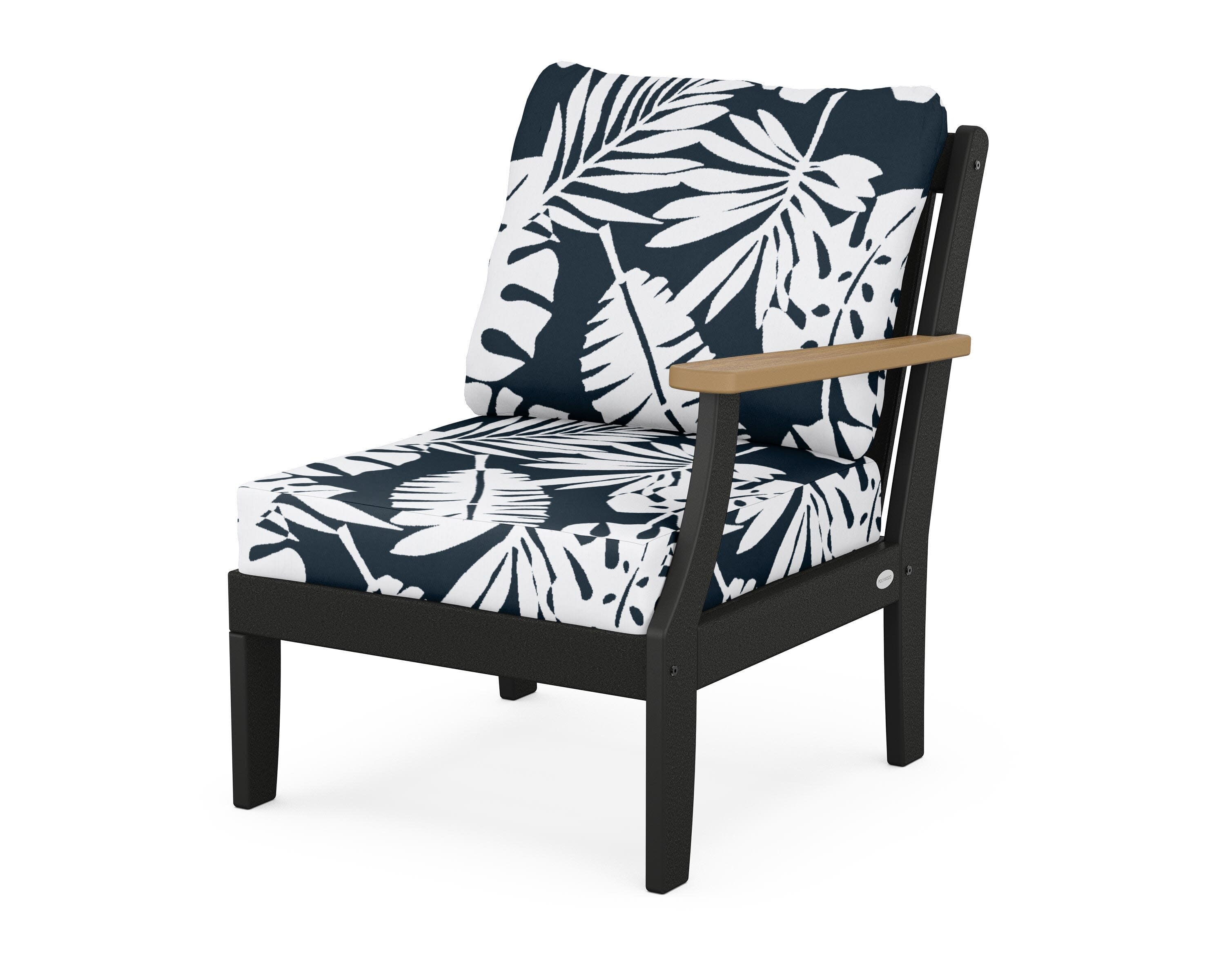 Braxton Modular Right Arm Chair in Black / Natural / Leaf Marine Indigo