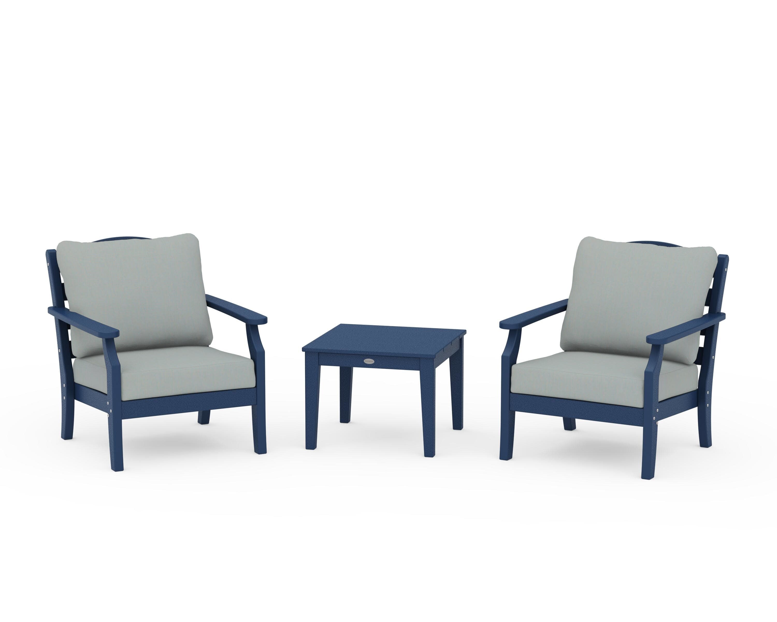 Savannah 3-Piece Deep Seating Set in Navy / Spa