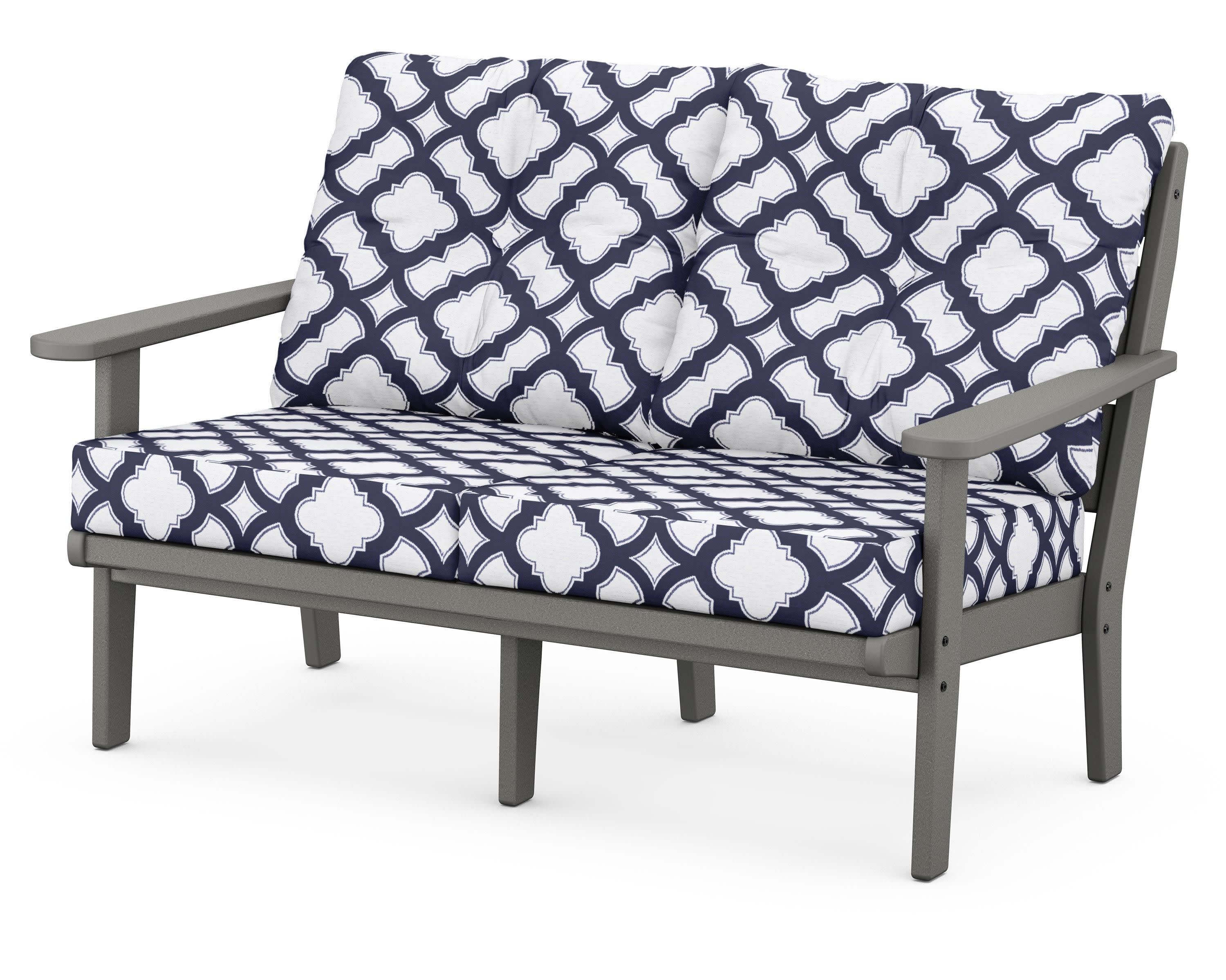 Lakeside Deep Seating Loveseat in Slate Grey / Trellis Navy