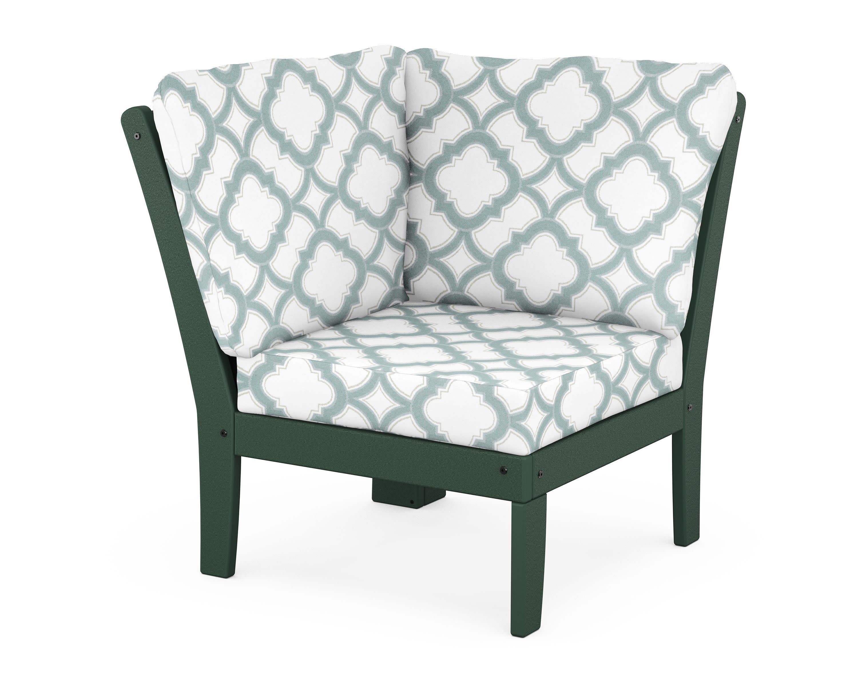 Braxton Modular Corner Chair in Green / Trellis Glacier Spa