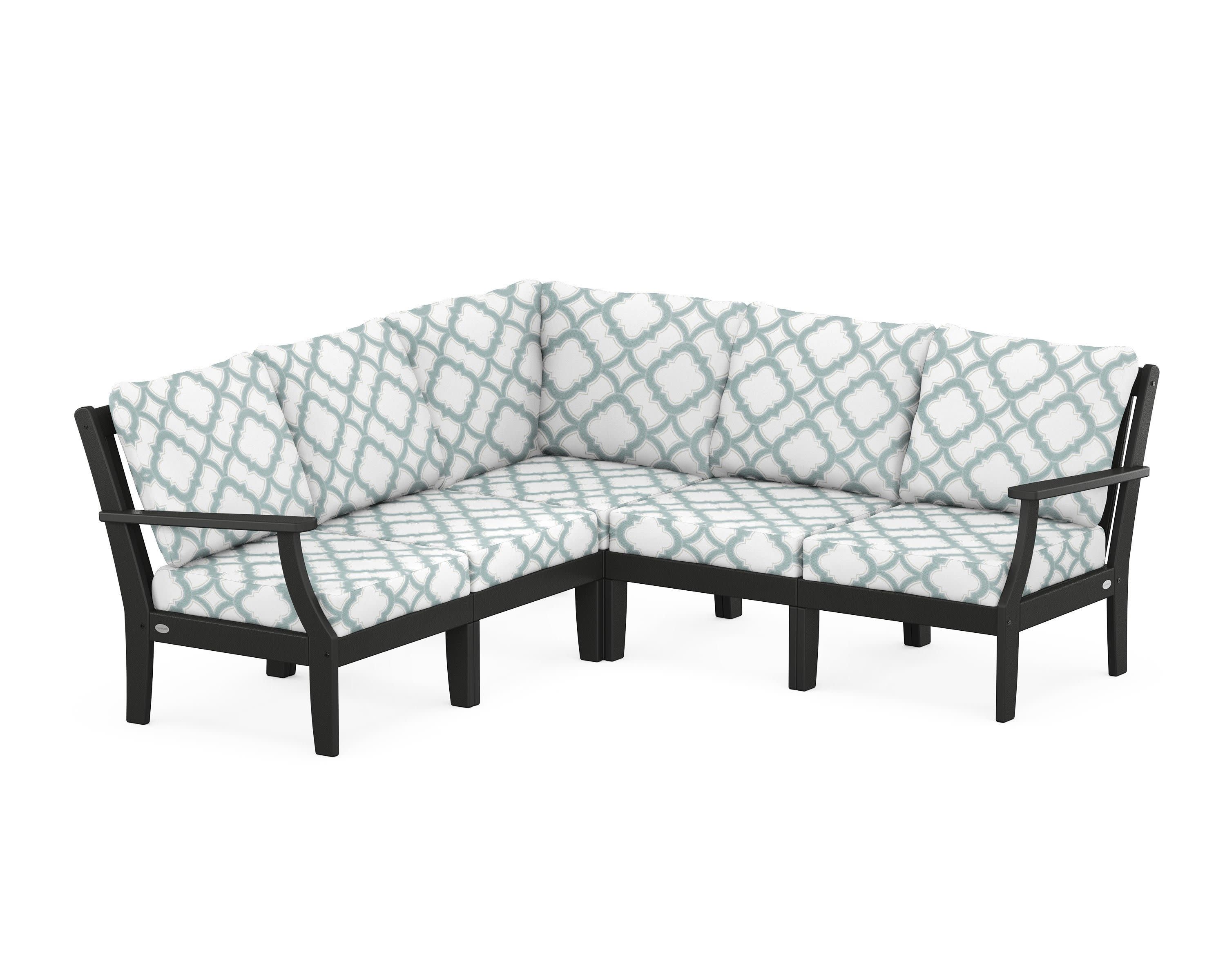 Braxton Modular 5-Piece Deep Seating Set in Black / Trellis Glacier Spa