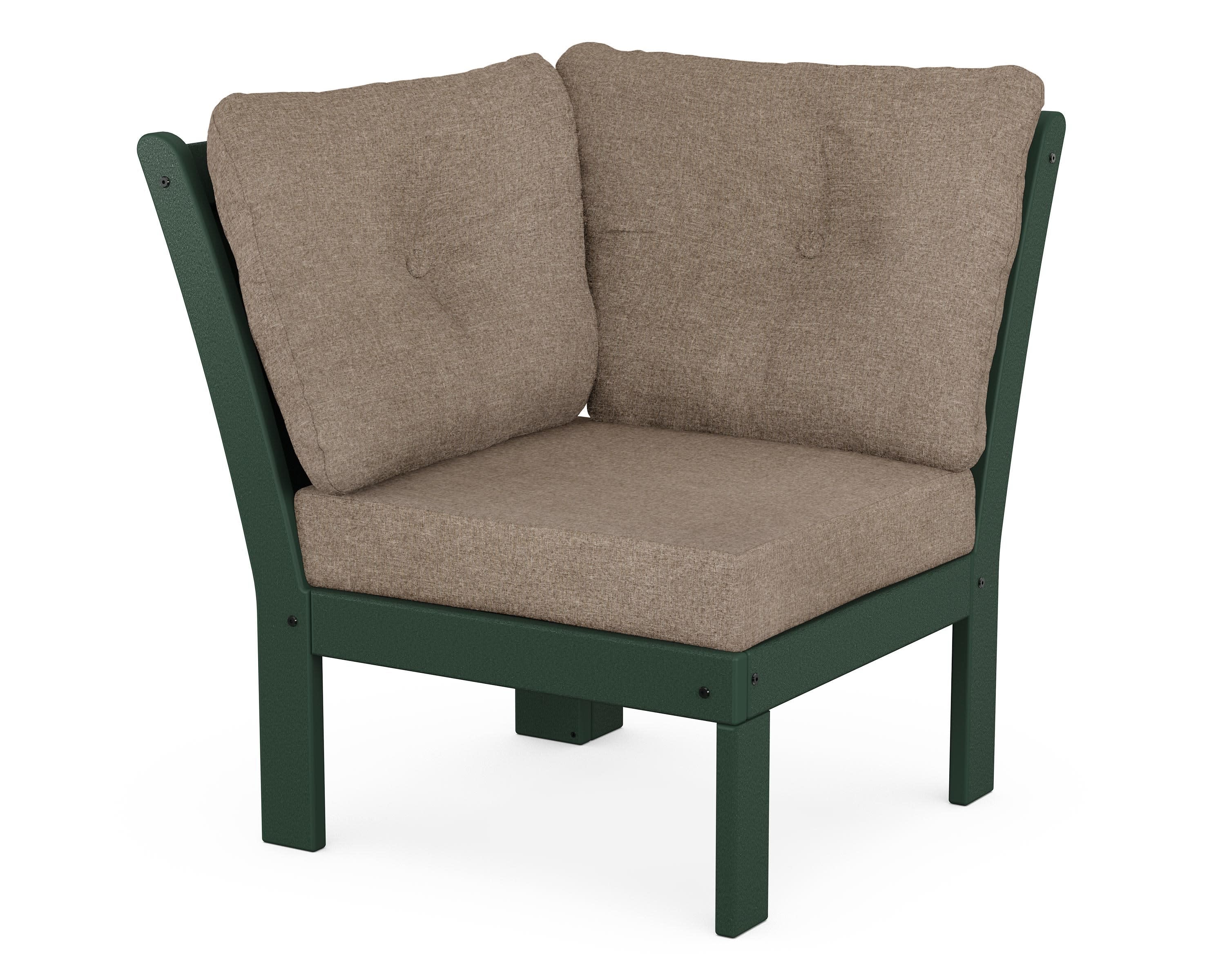 Vineyard Modular Corner Chair in Green / Spiced Burlap