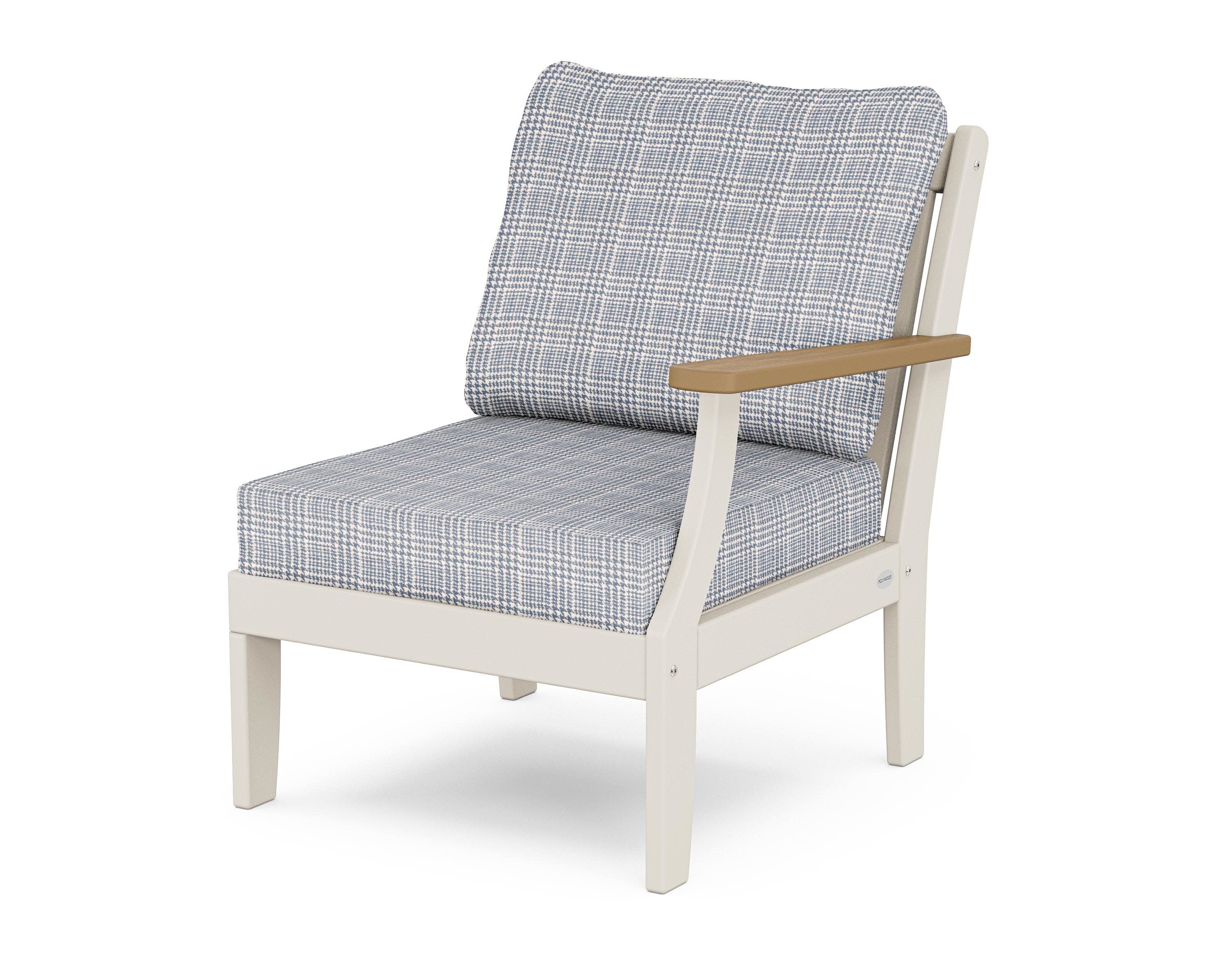 Braxton Modular Right Arm Chair in Sand / Natural / Houndstooth Sky Blue