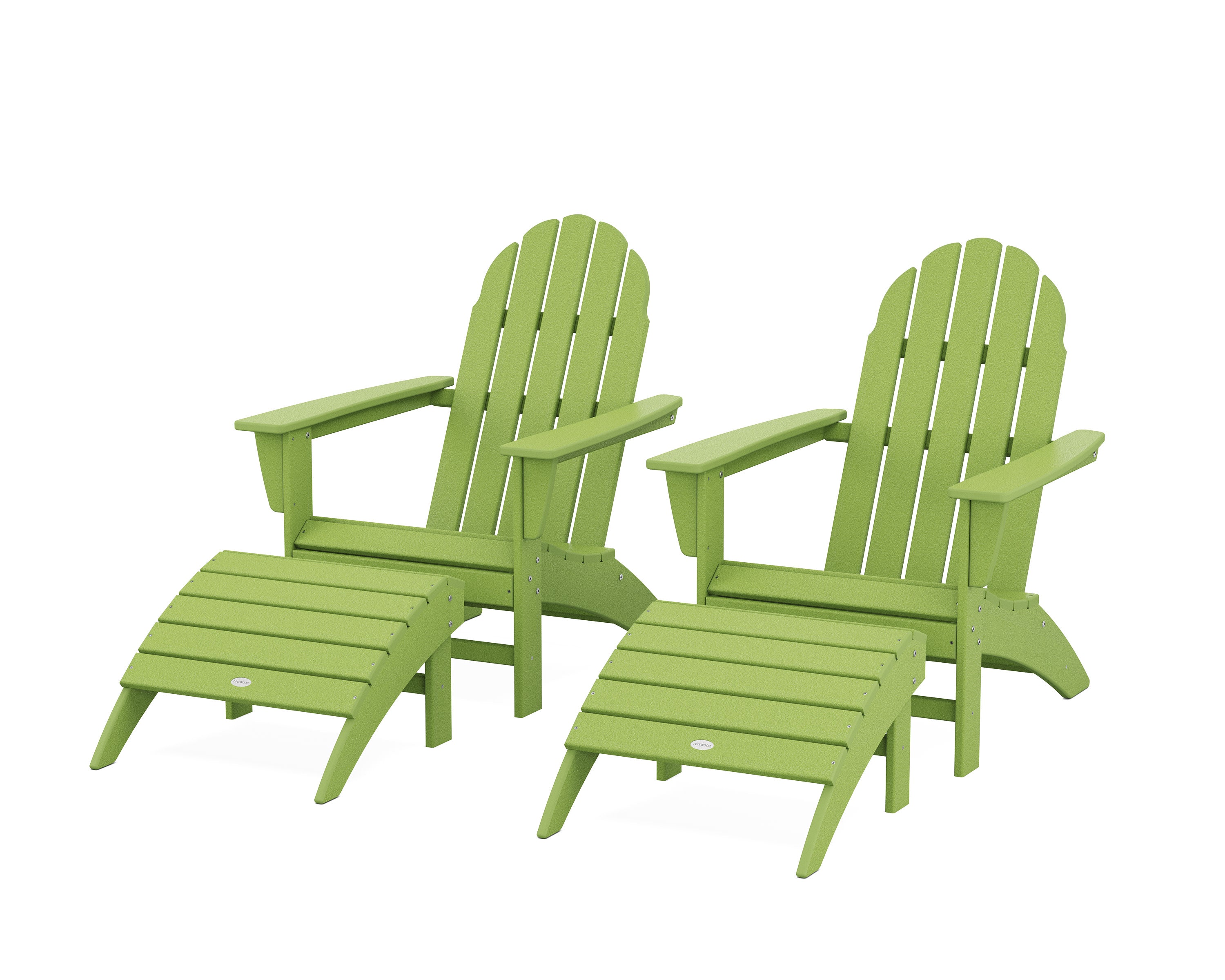 Vineyard Adirondack Chair 4-Piece Set with Ottomans in Lime