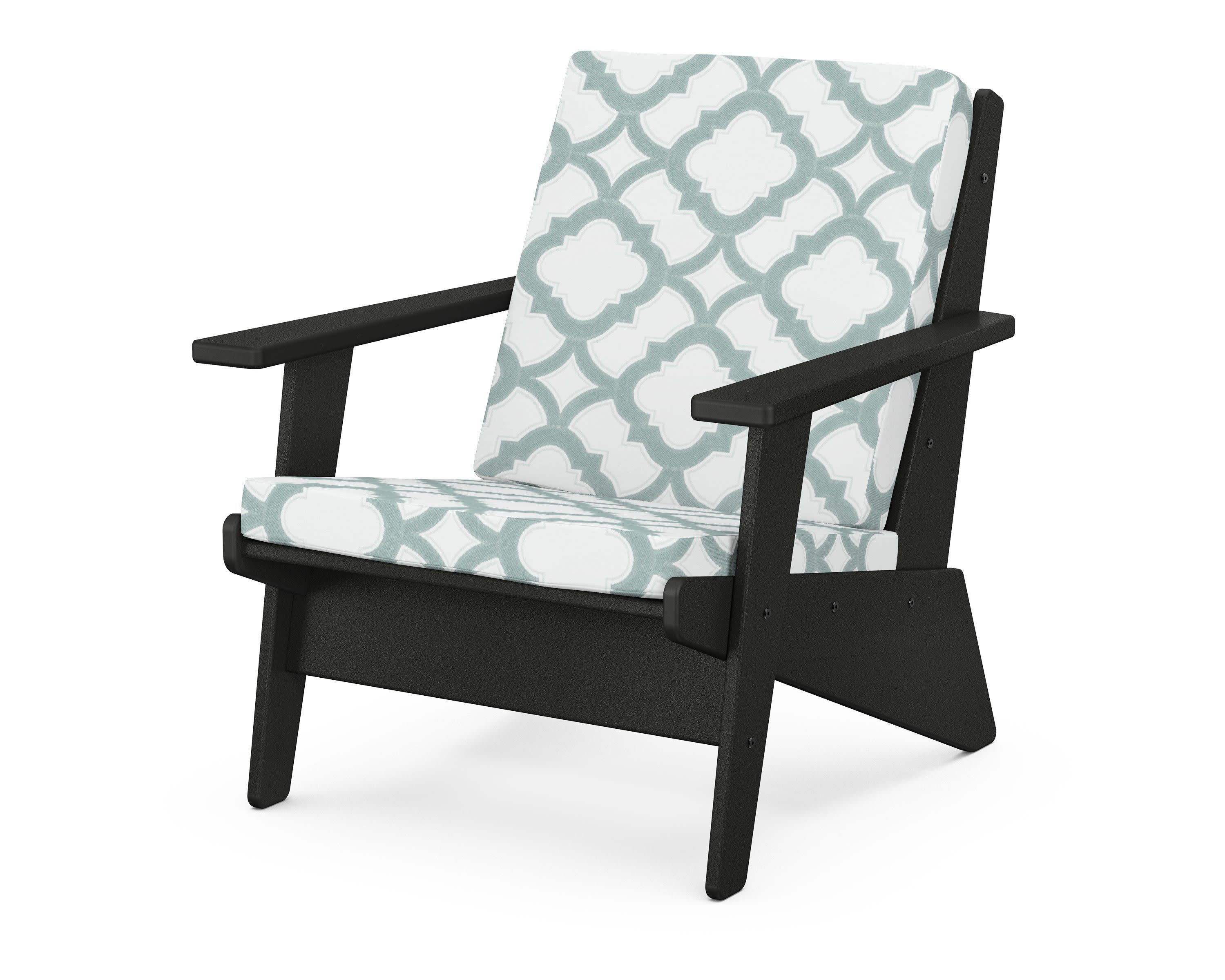 Riviera Modern Lounge Chair in Black / Trellis Glacier Spa