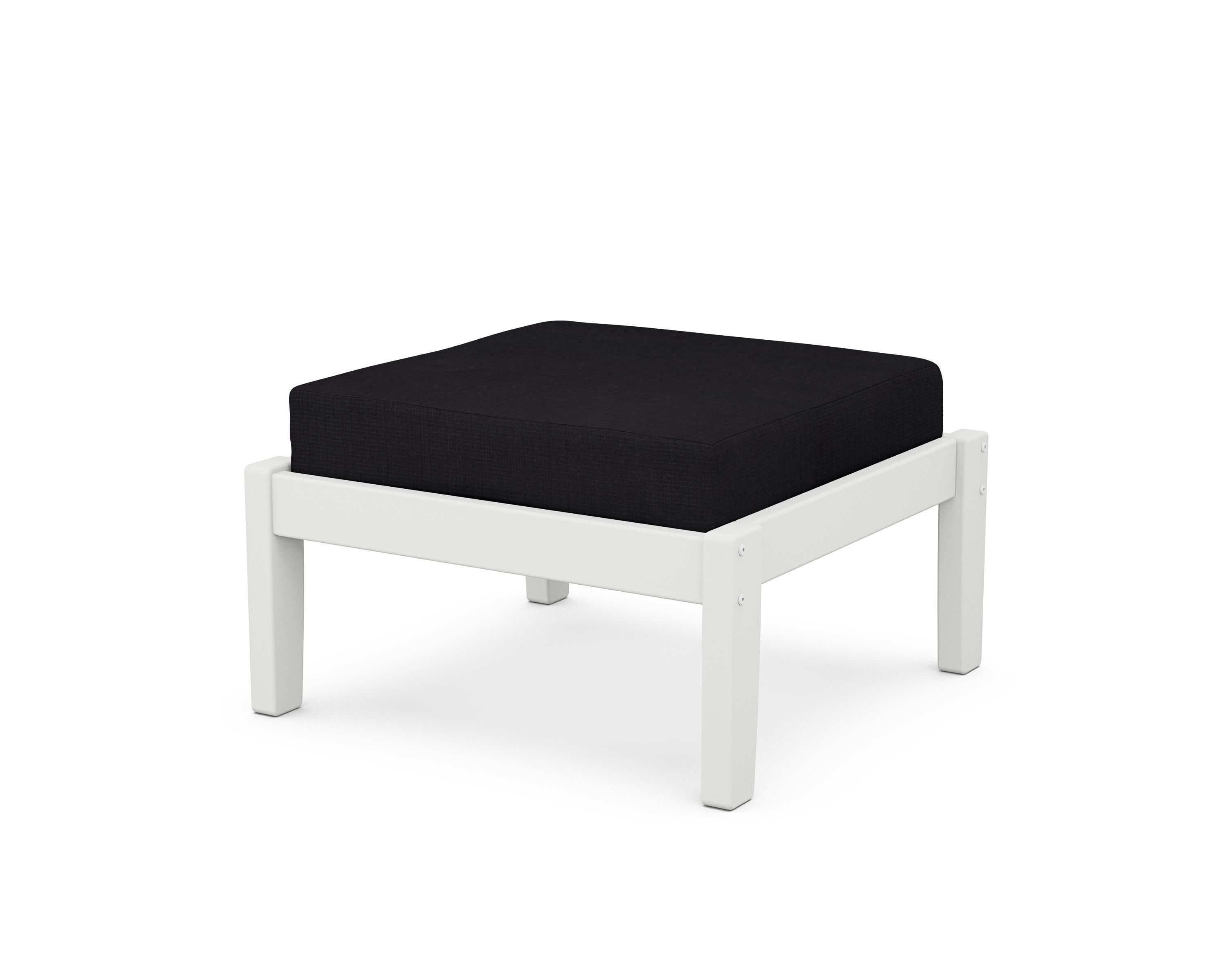 Deep Seating Ottoman in White / Midnight Linen