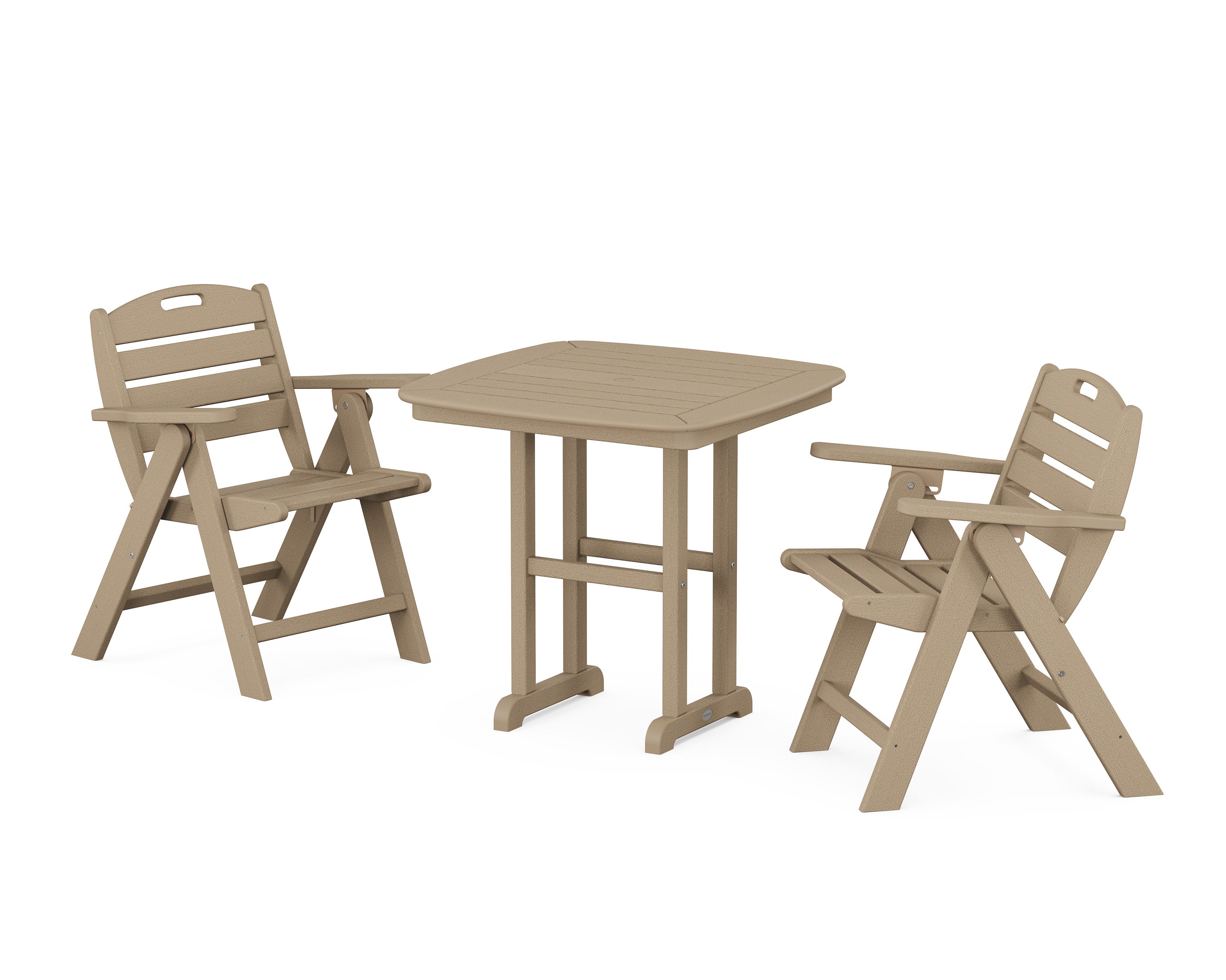 Nautical Folding Lowback Chair 3-Piece Dining Set in Vintage Sahara