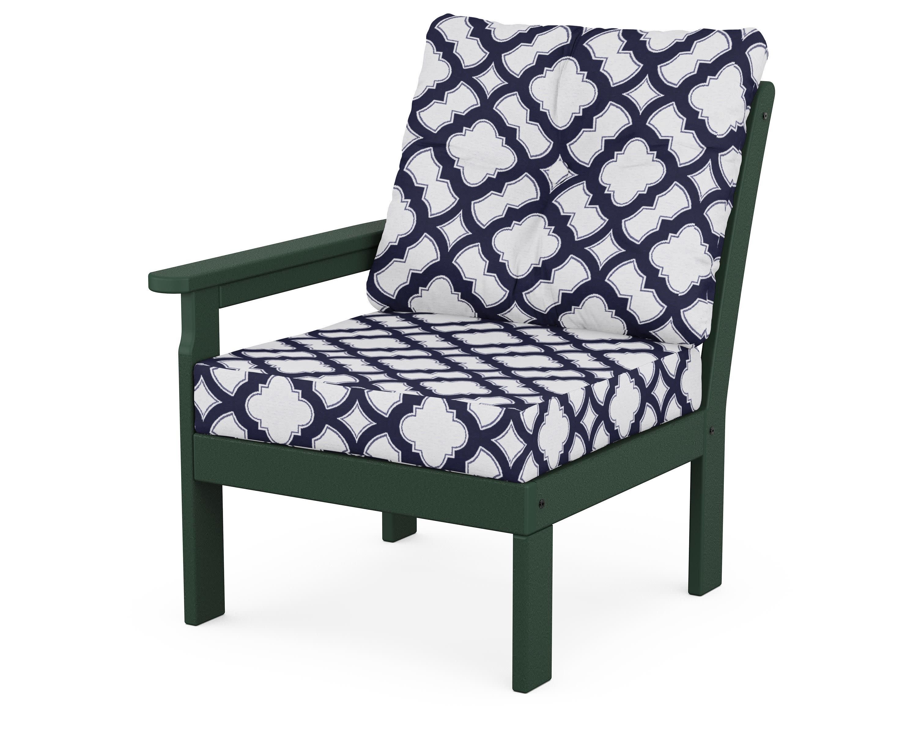 Vineyard Modular Left Arm Chair in Green / Trellis Navy