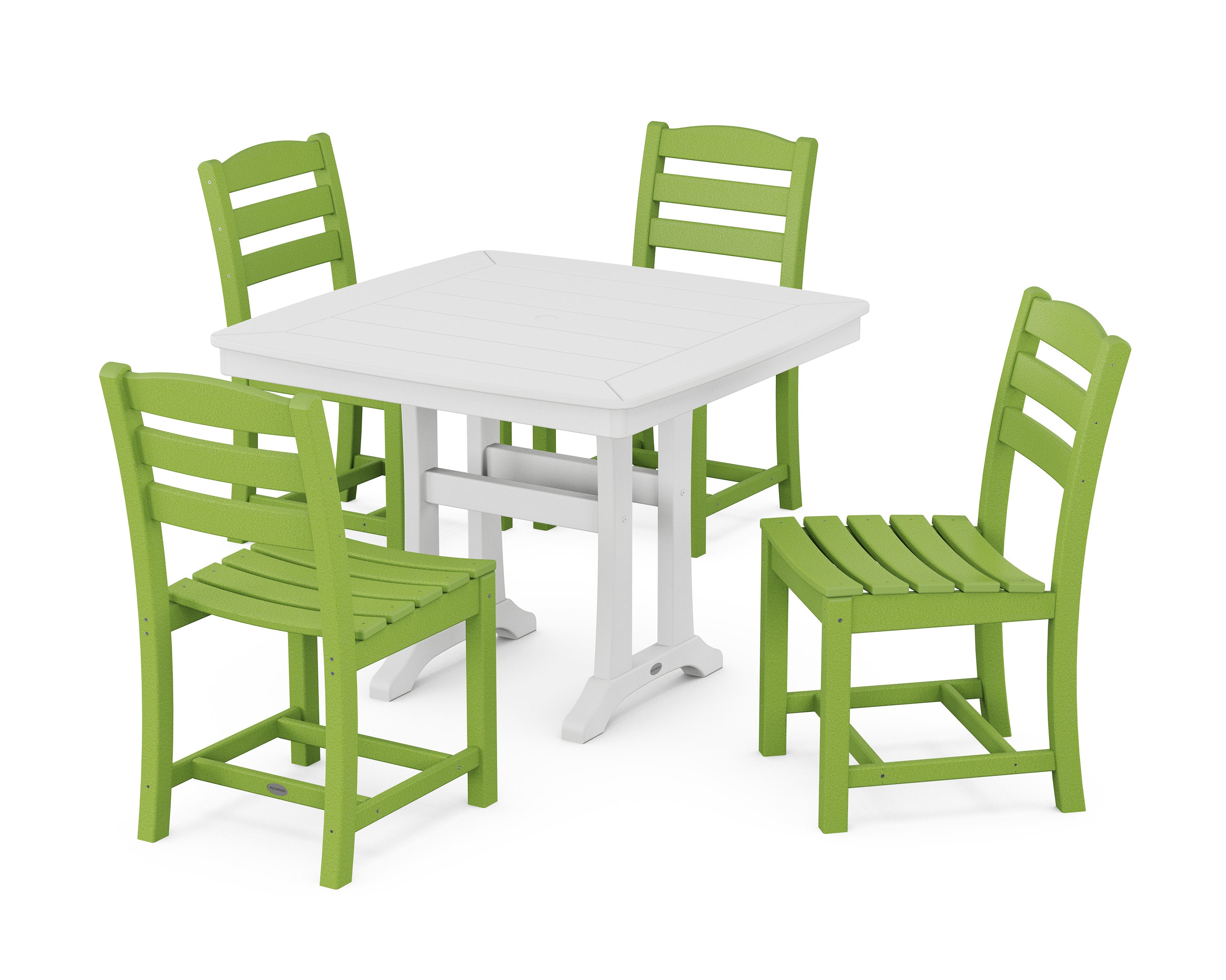 La Casa Caf Side Chair 5-Piece Dining Set with Trestle Legs in Lime / White
