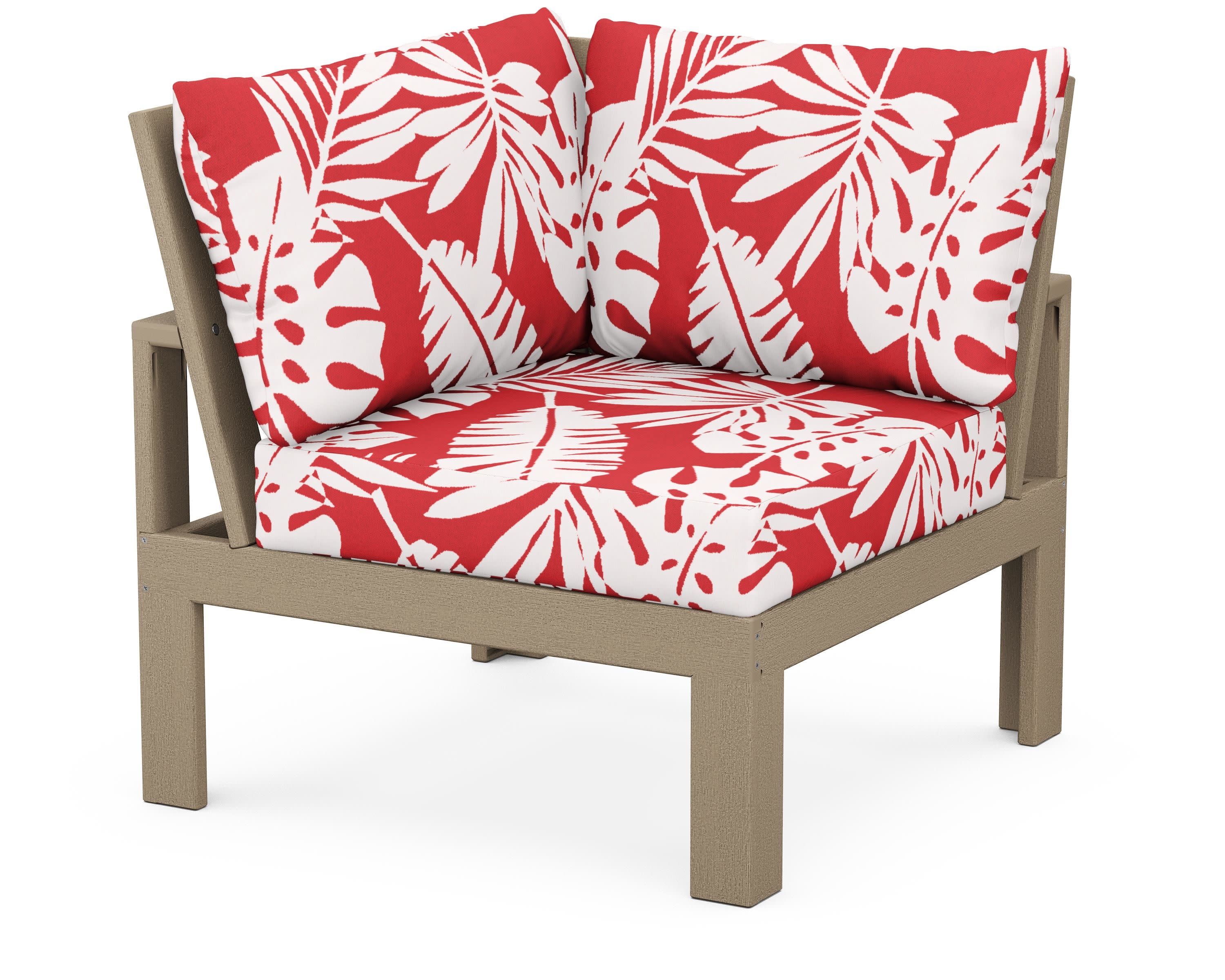 Modular Corner Chair in Vintage Sahara / Leaf Crimson