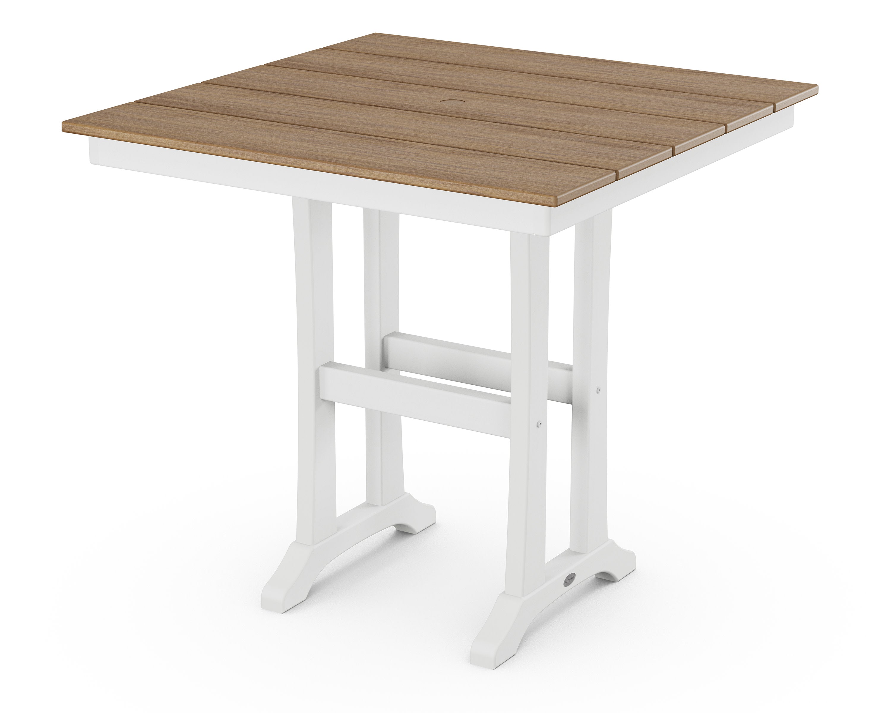 Farmhouse Trestle 37" Counter Table in White / Natural