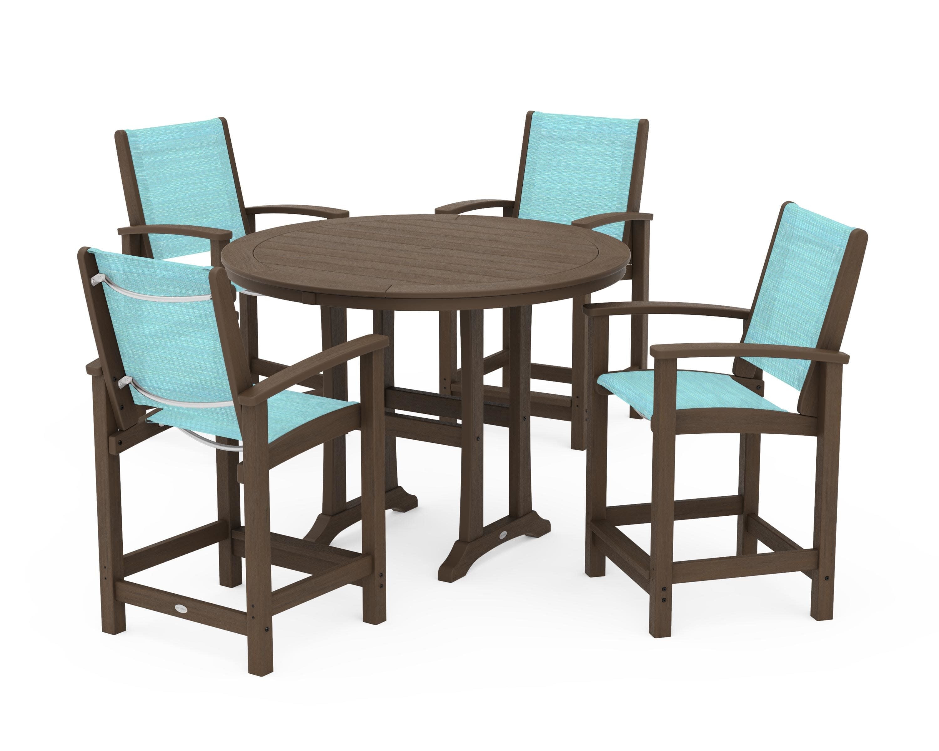 Coastal 5-Piece Counter Set in Kona / Dupioni Aquamarine Sling