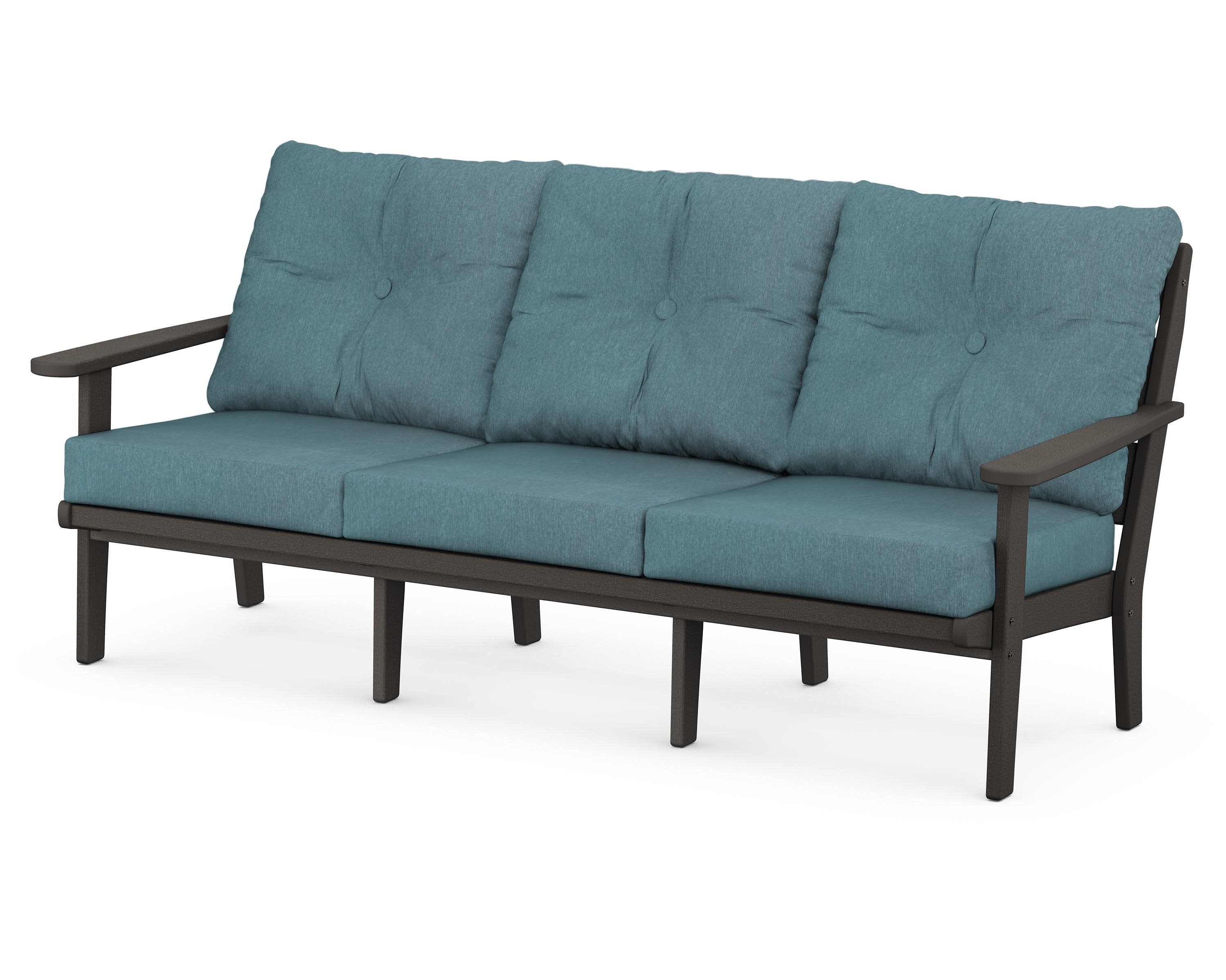 Lakeside Deep Seating Sofa in Vintage Coffee / Ocean Teal