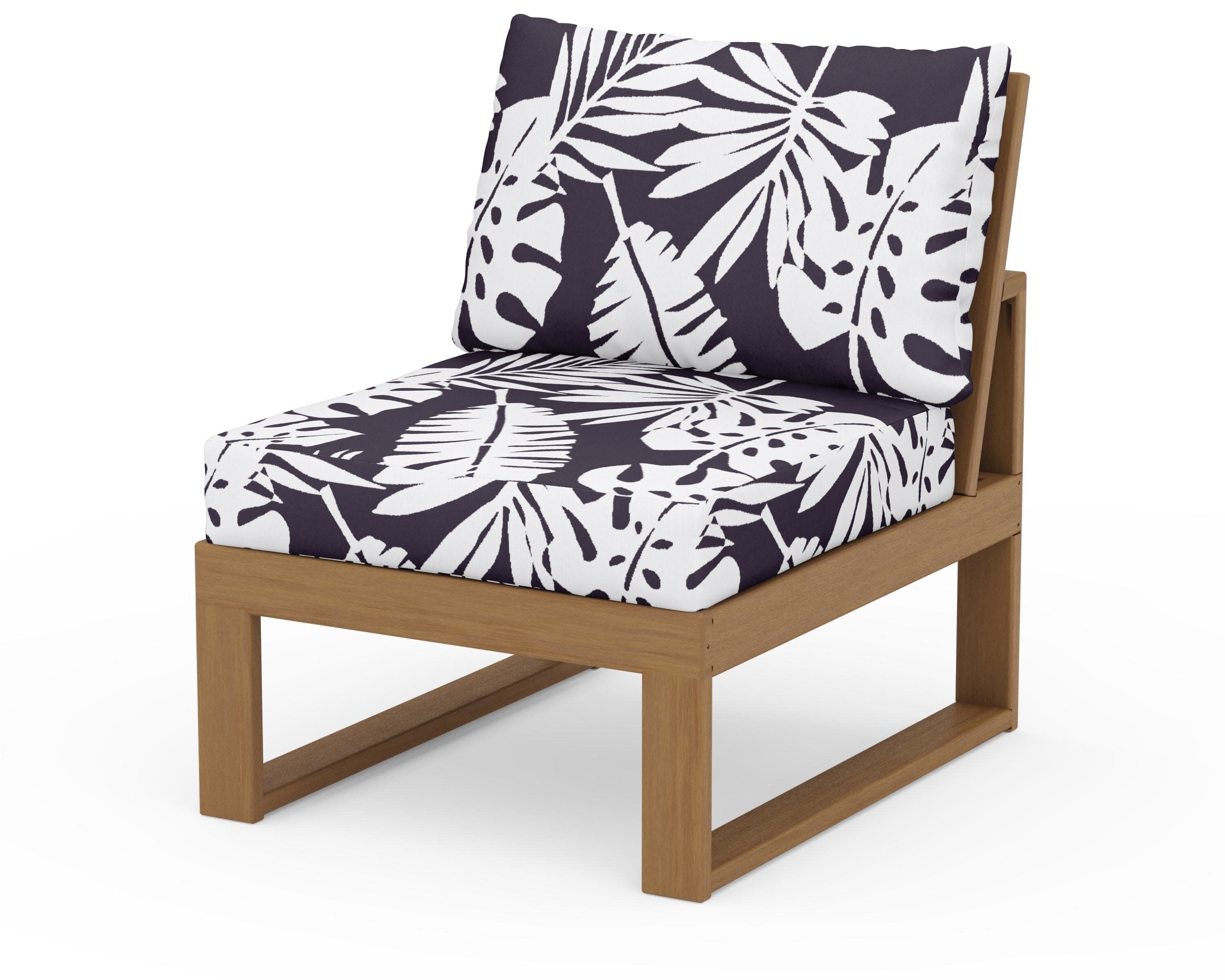 Modular Armless Chair in Natural / Leaf Navy