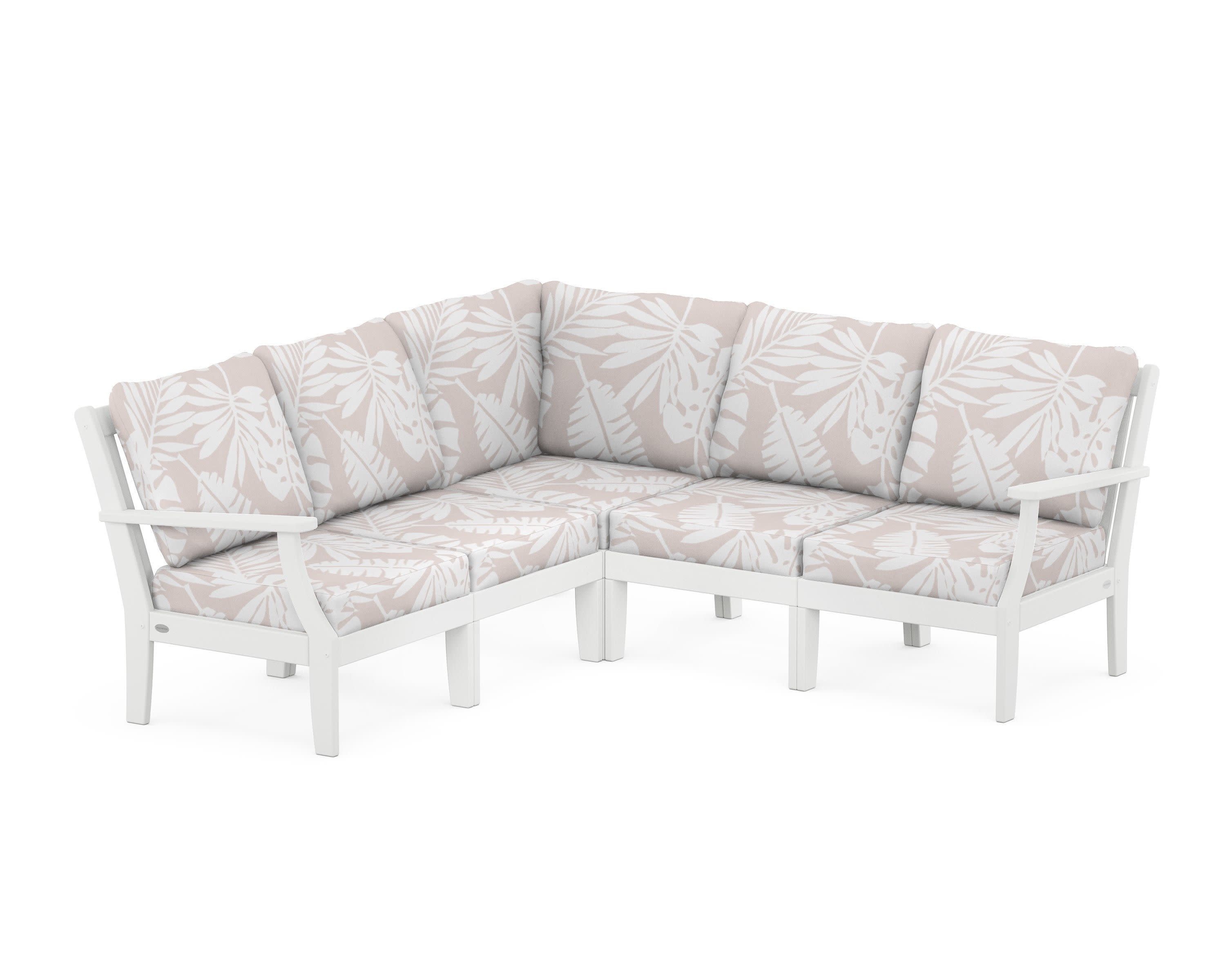 Braxton Modular 5-Piece Deep Seating Set in White / Leaf Dune Burlap