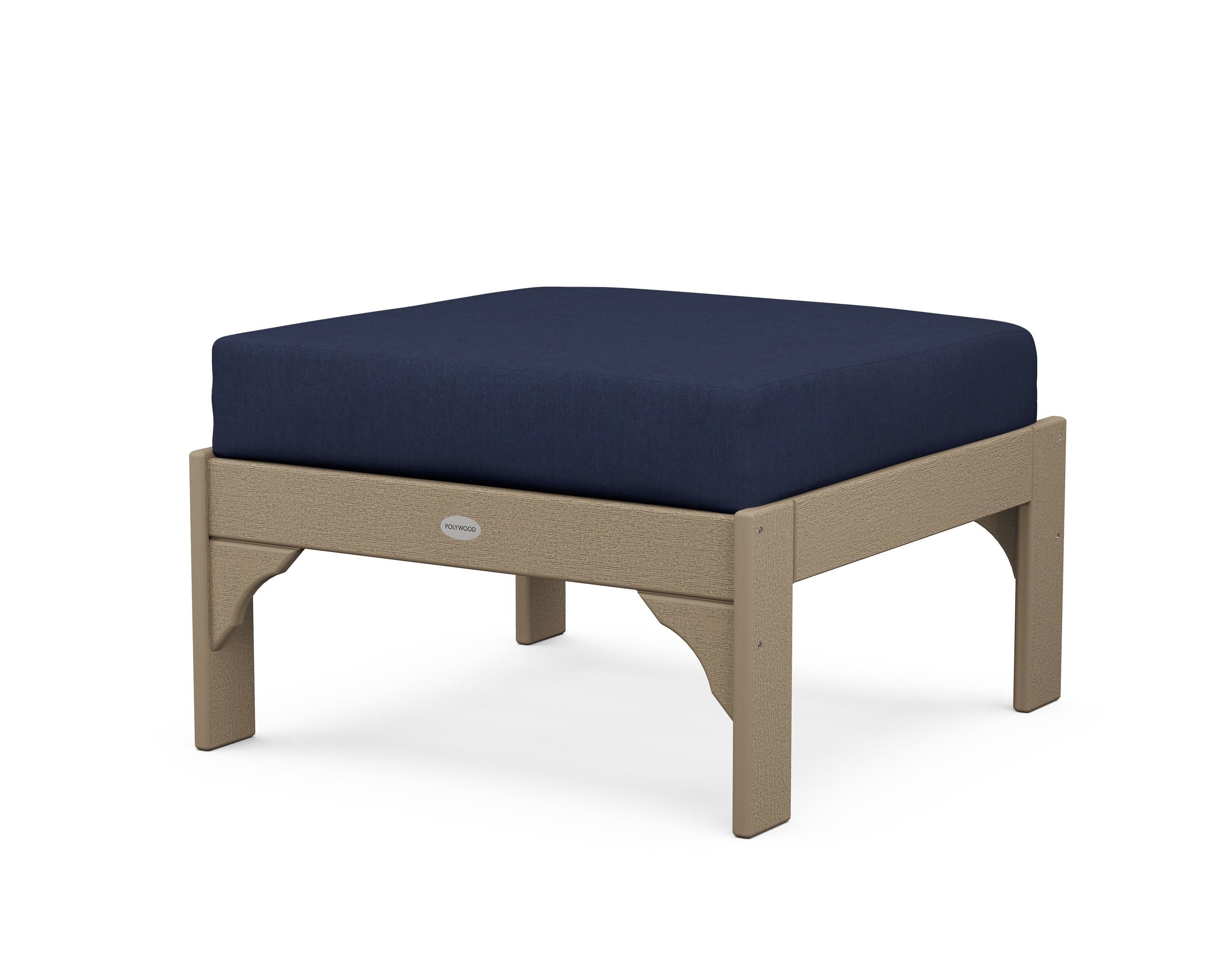 Vineyard Deep Seating Ottoman in Vintage Sahara / Spectrum Indigo