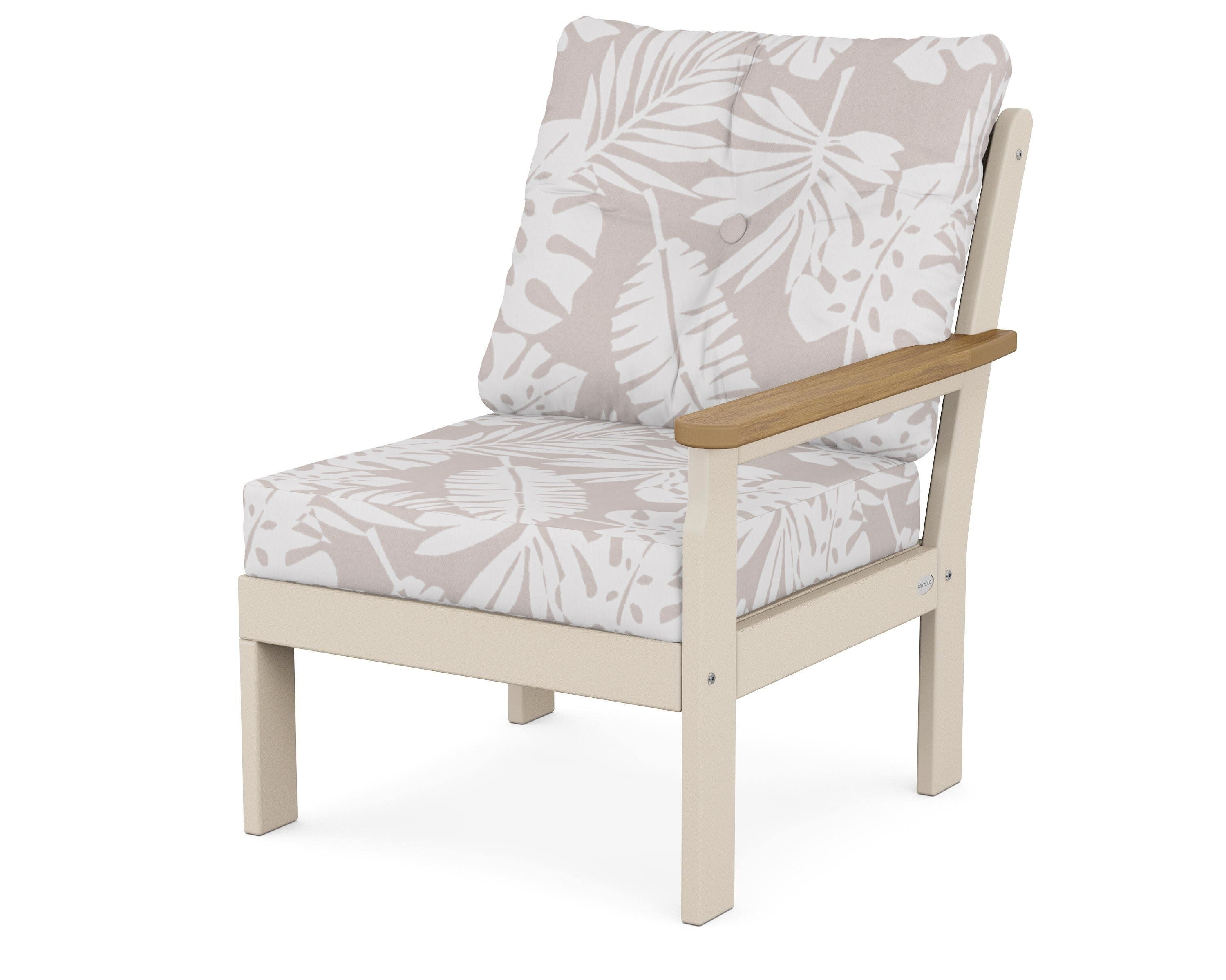 Vineyard Modular Right Arm Chair in Sand / Natural / Leaf Dune Burlap
