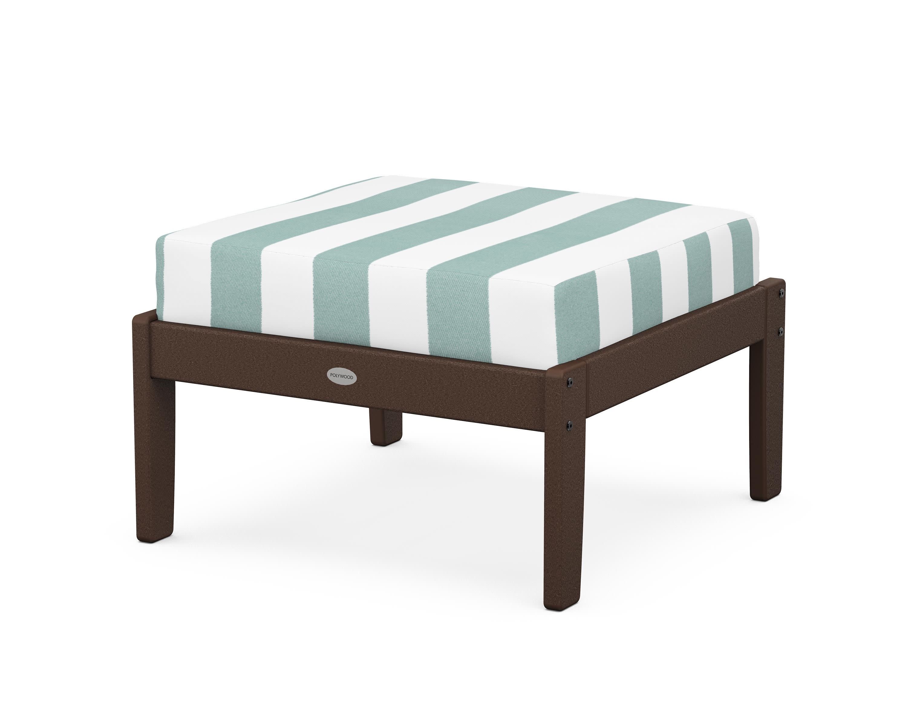 Braxton Deep Seating Ottoman in Mahogany / Cabana Stripe Glacier Spa