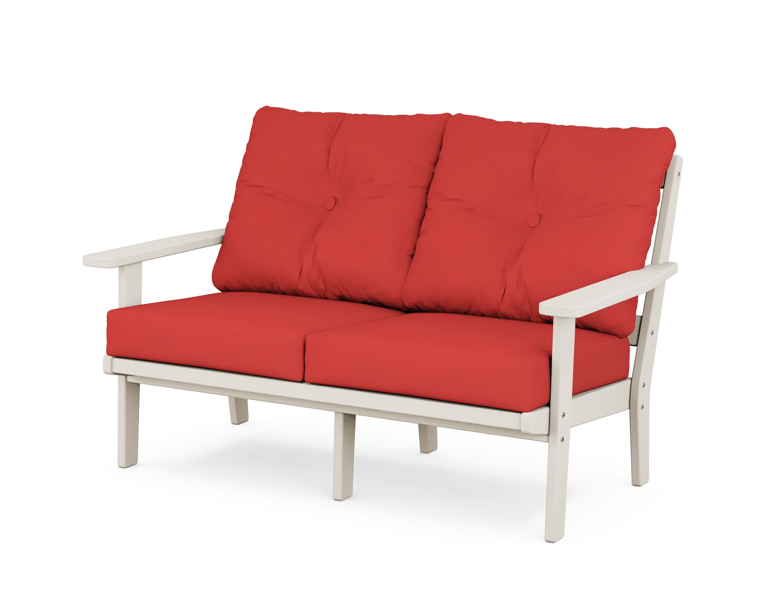 Oxford Deep SeatingLoveseat in Sand / Crimson Linen
