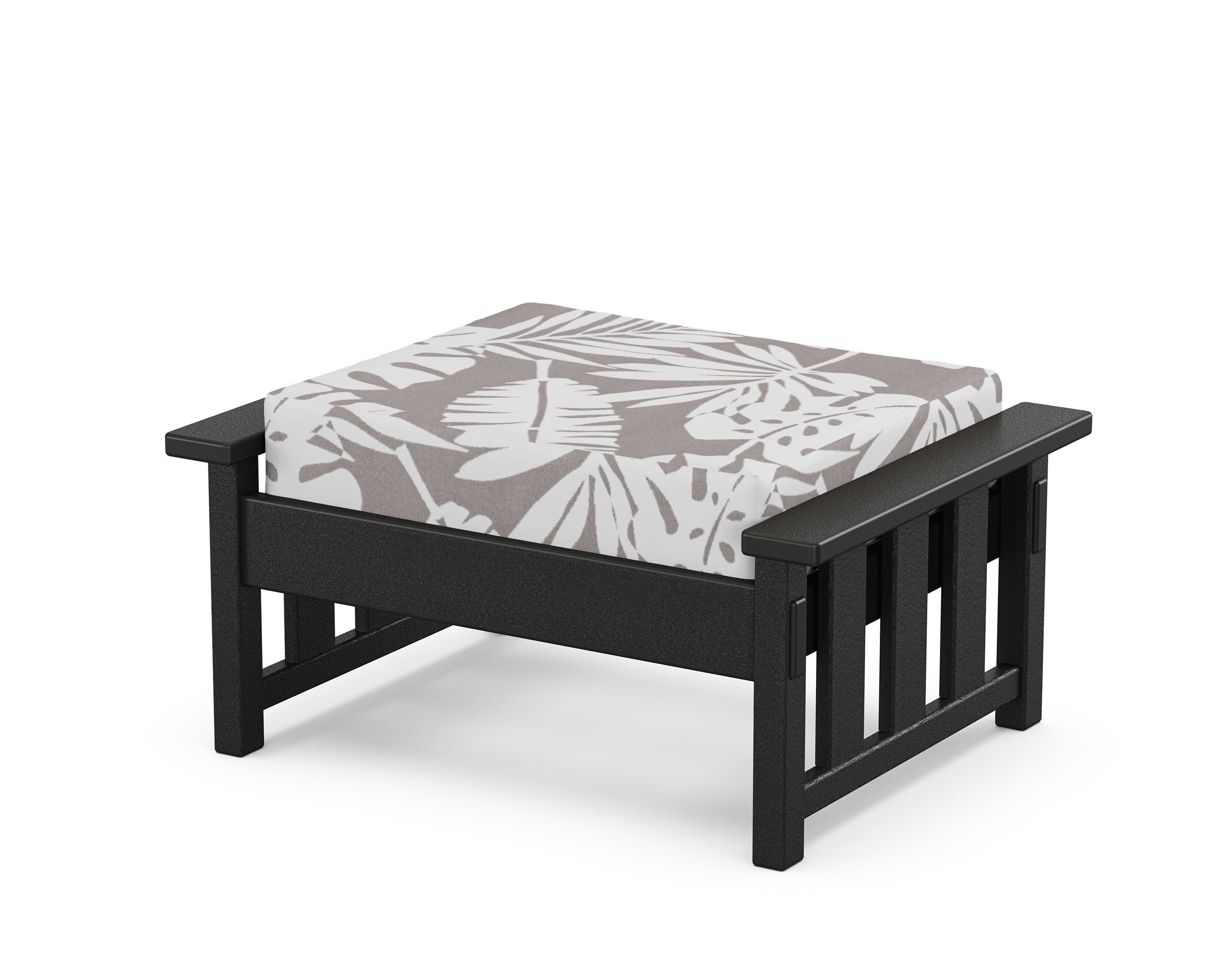Acadia Deep Seating Ottoman in Black / Leaf Grey Mist