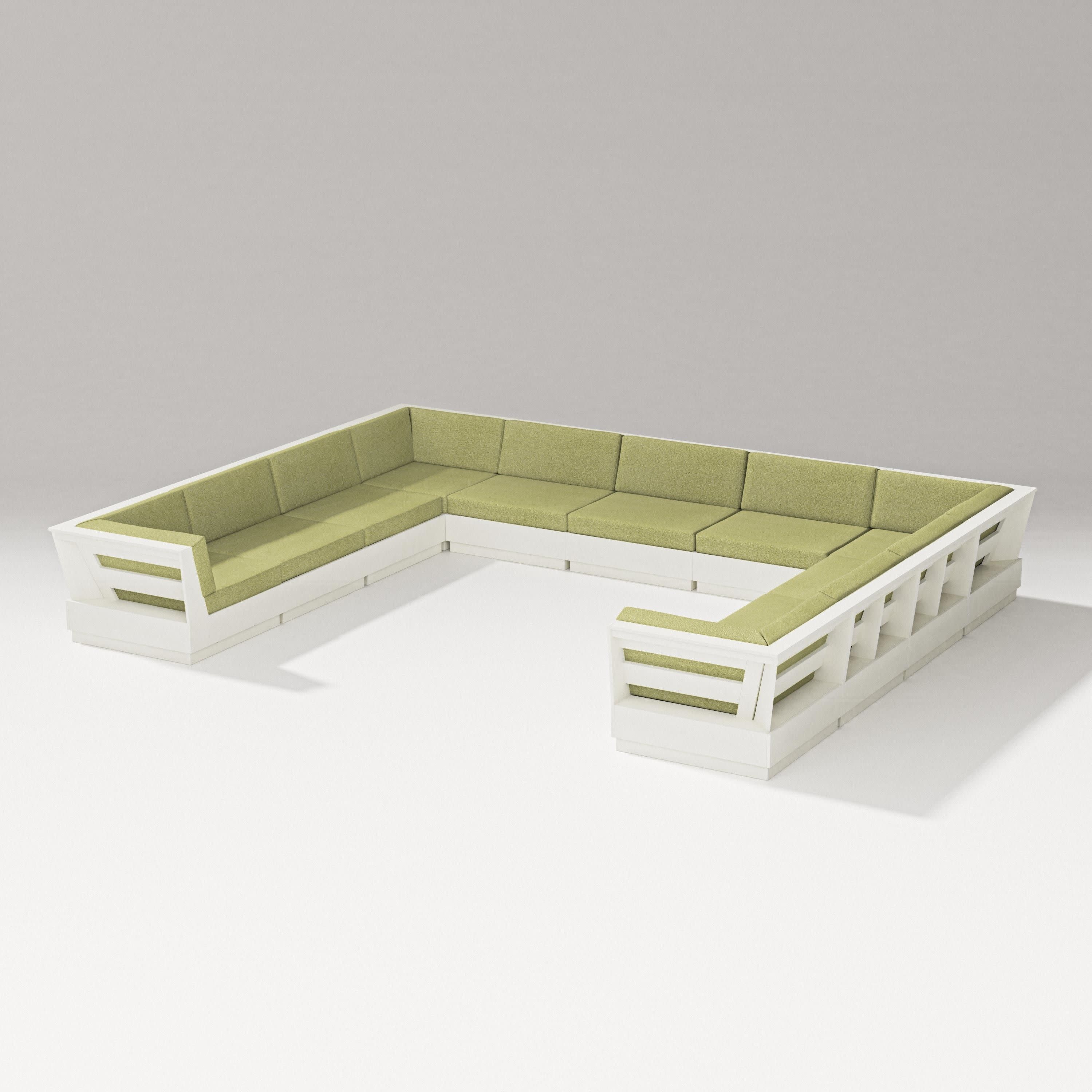 Elevate Large U-Shaped Sectional in Vintage White / Chartreuse Boucle