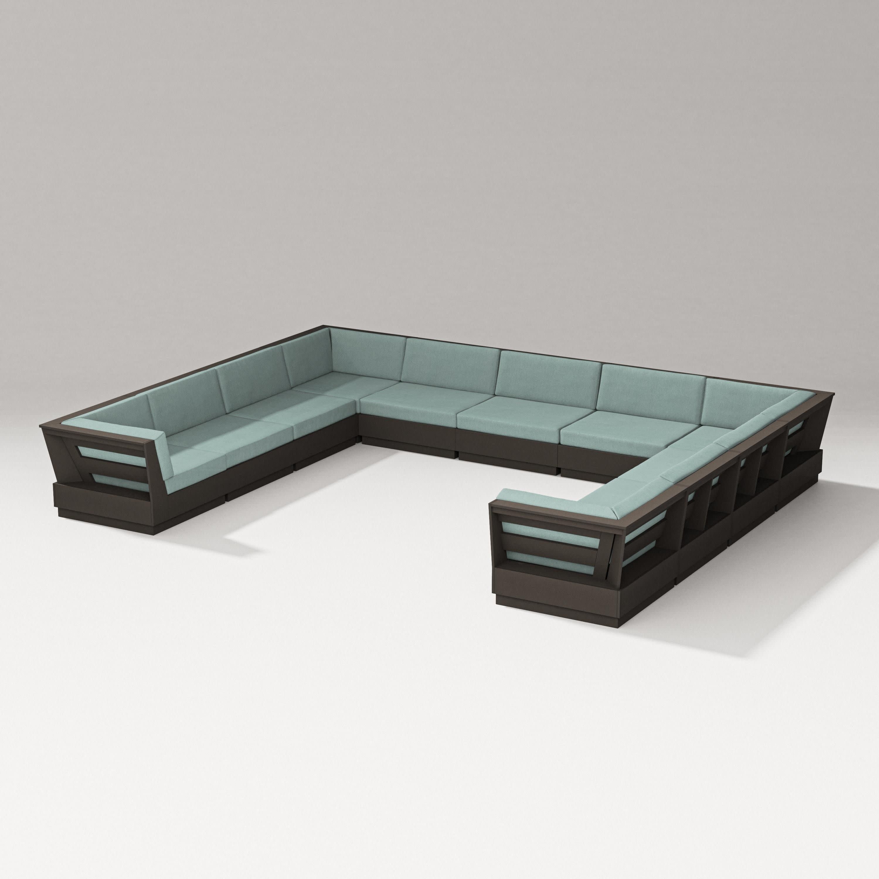 Elevate Large U-Shaped Sectional in Vintage Coffee / Glacier Spa