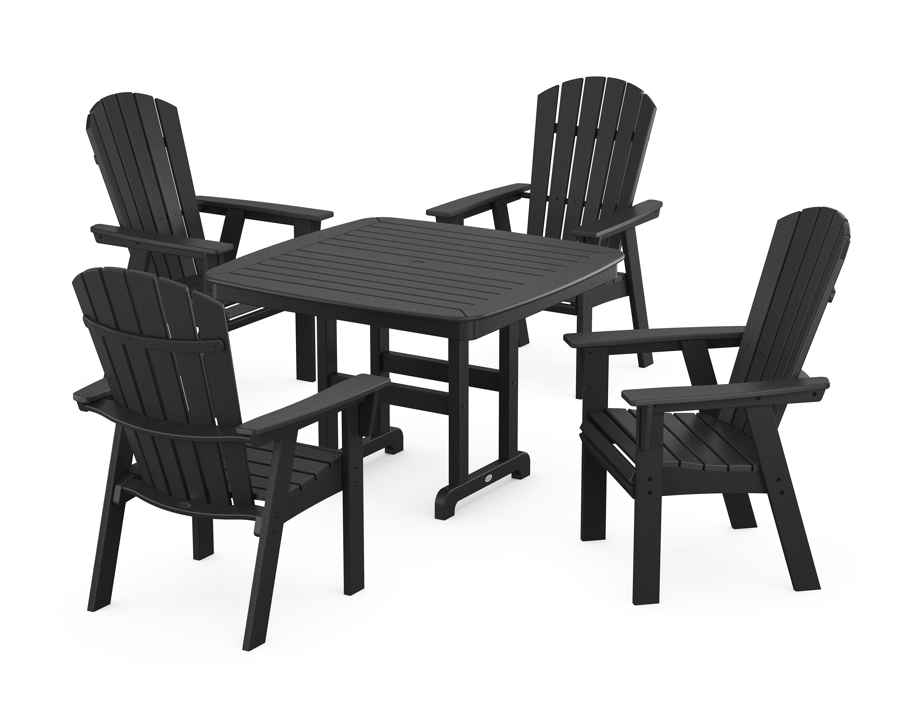 Nautical Curveback Adirondack 5-Piece Dining Set in Black