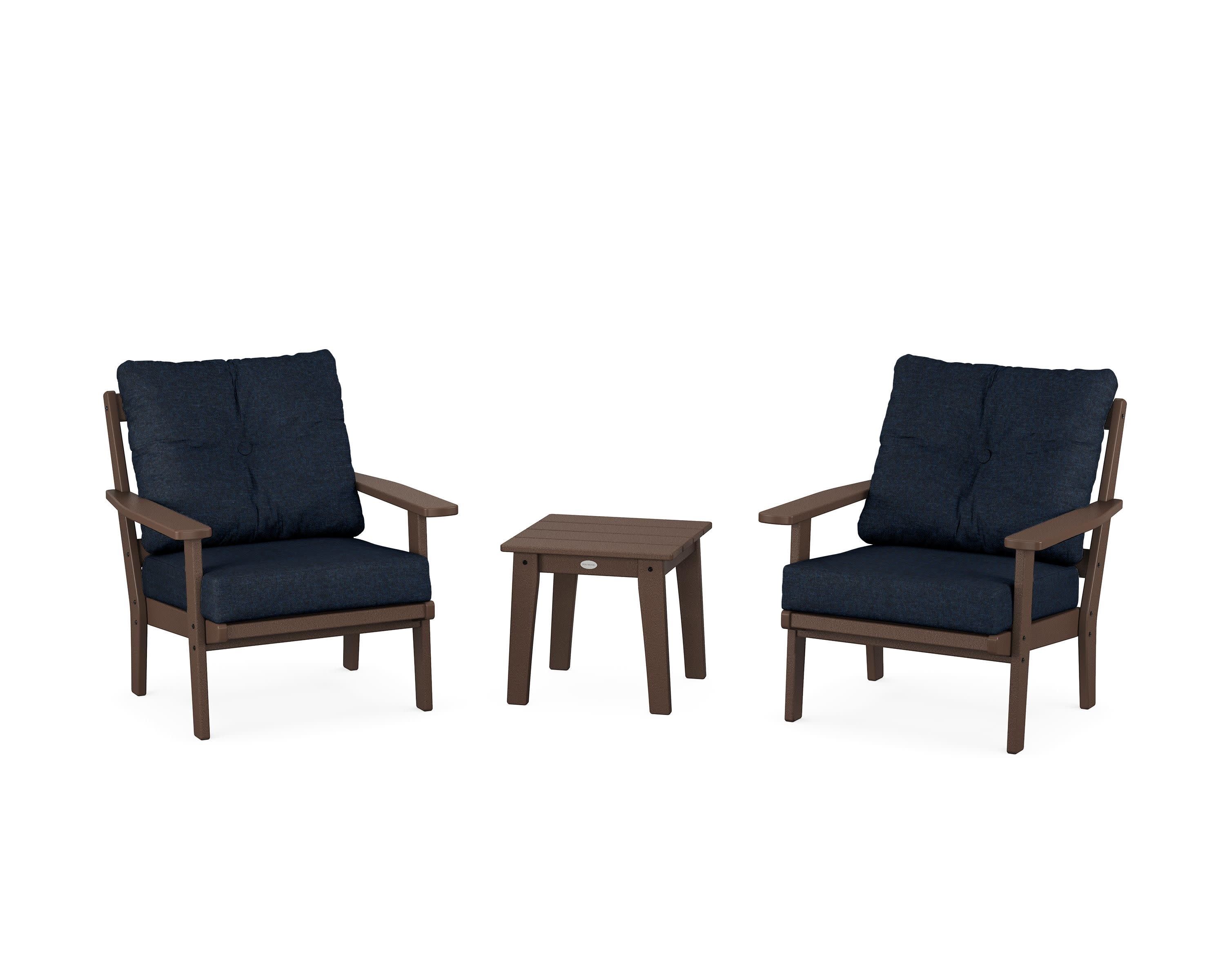 Oxford 3-Piece Deep Seating Set in Mahogany / Marine Indigo