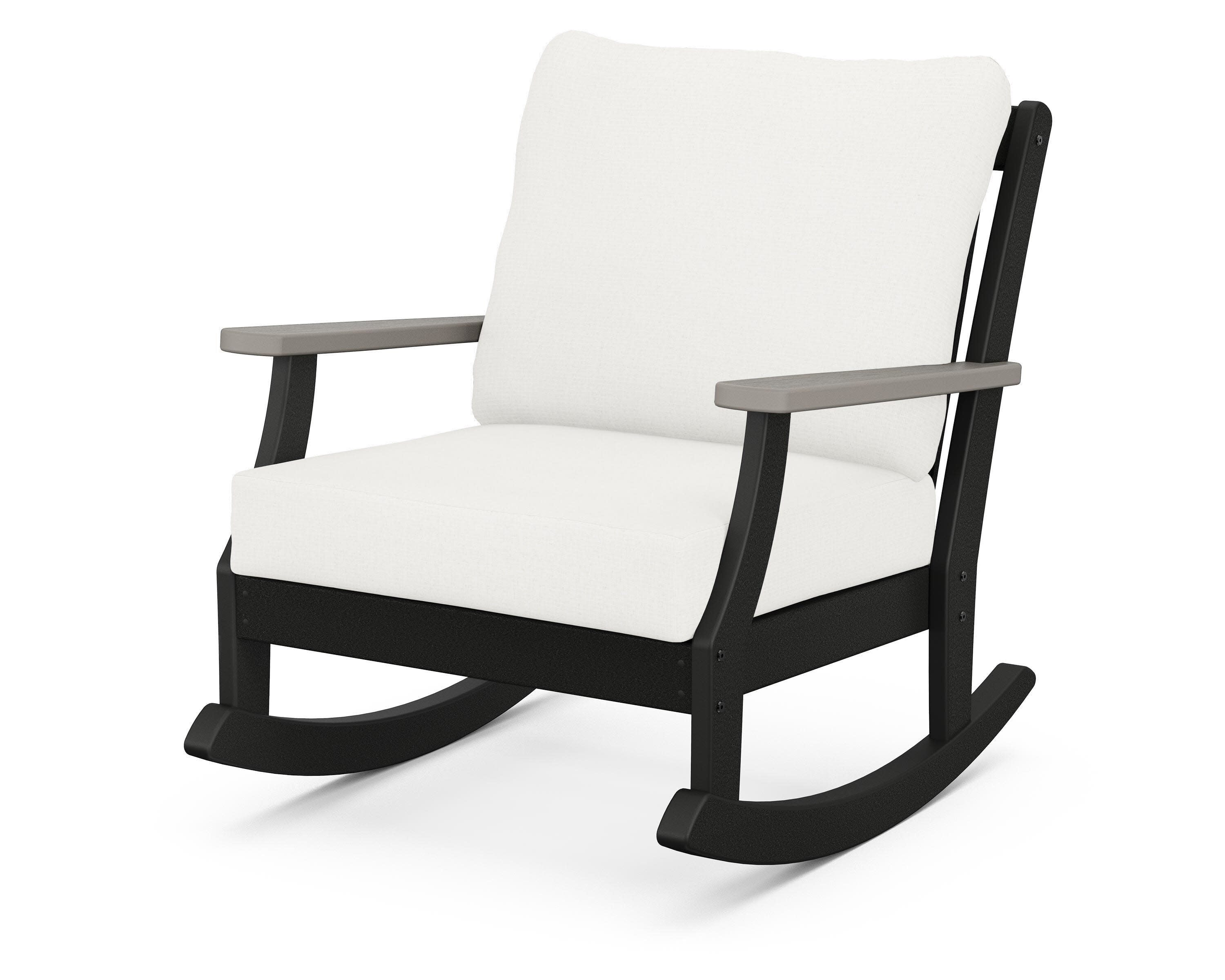 Braxton Deep Seating Rocking Chair in Black / Driftwood / Natural Linen