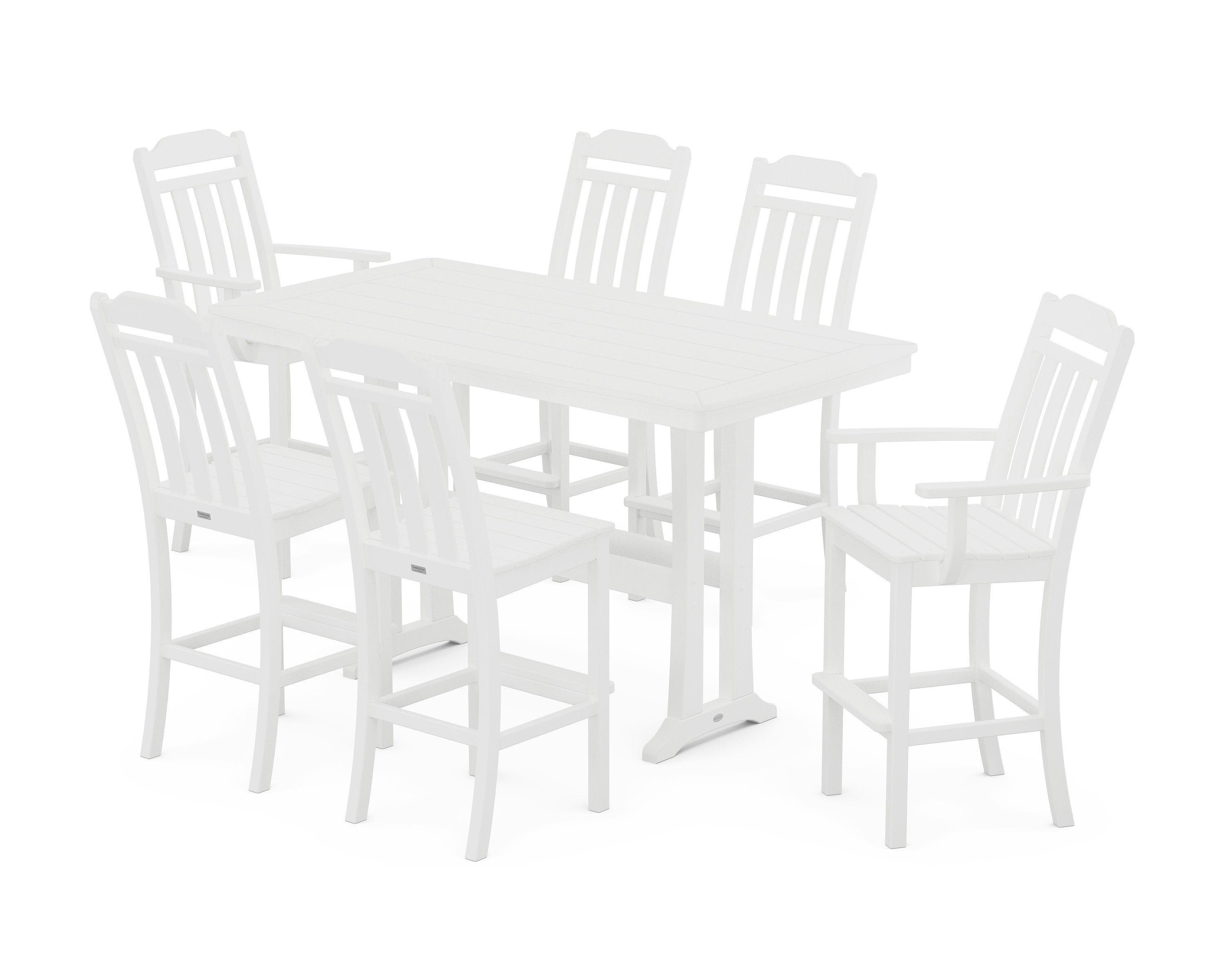 Cottage 7-Piece Bar Set with Trestle Legs in White