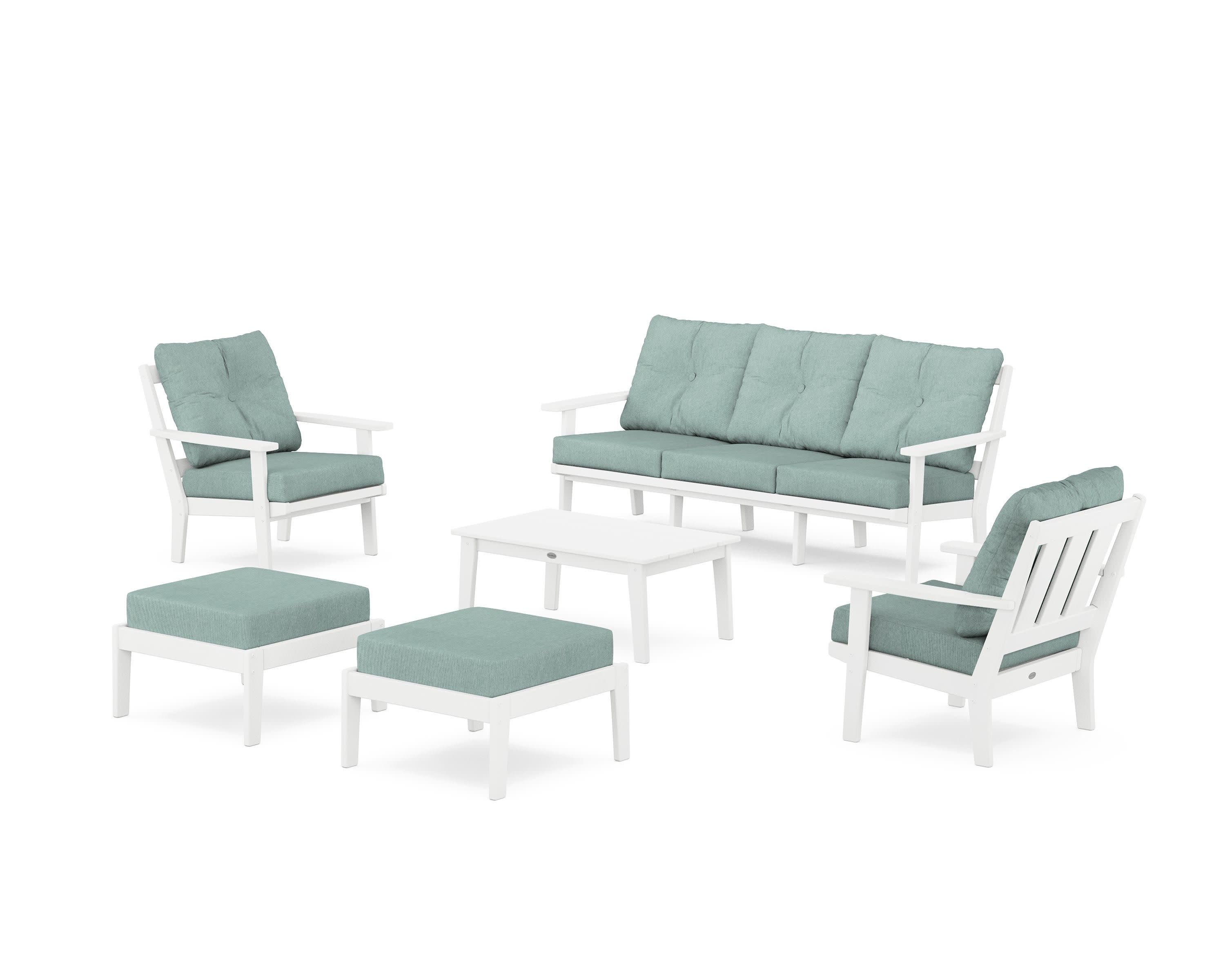 Oxford 6-Piece Lounge Sofa Set in White / Glacier Spa