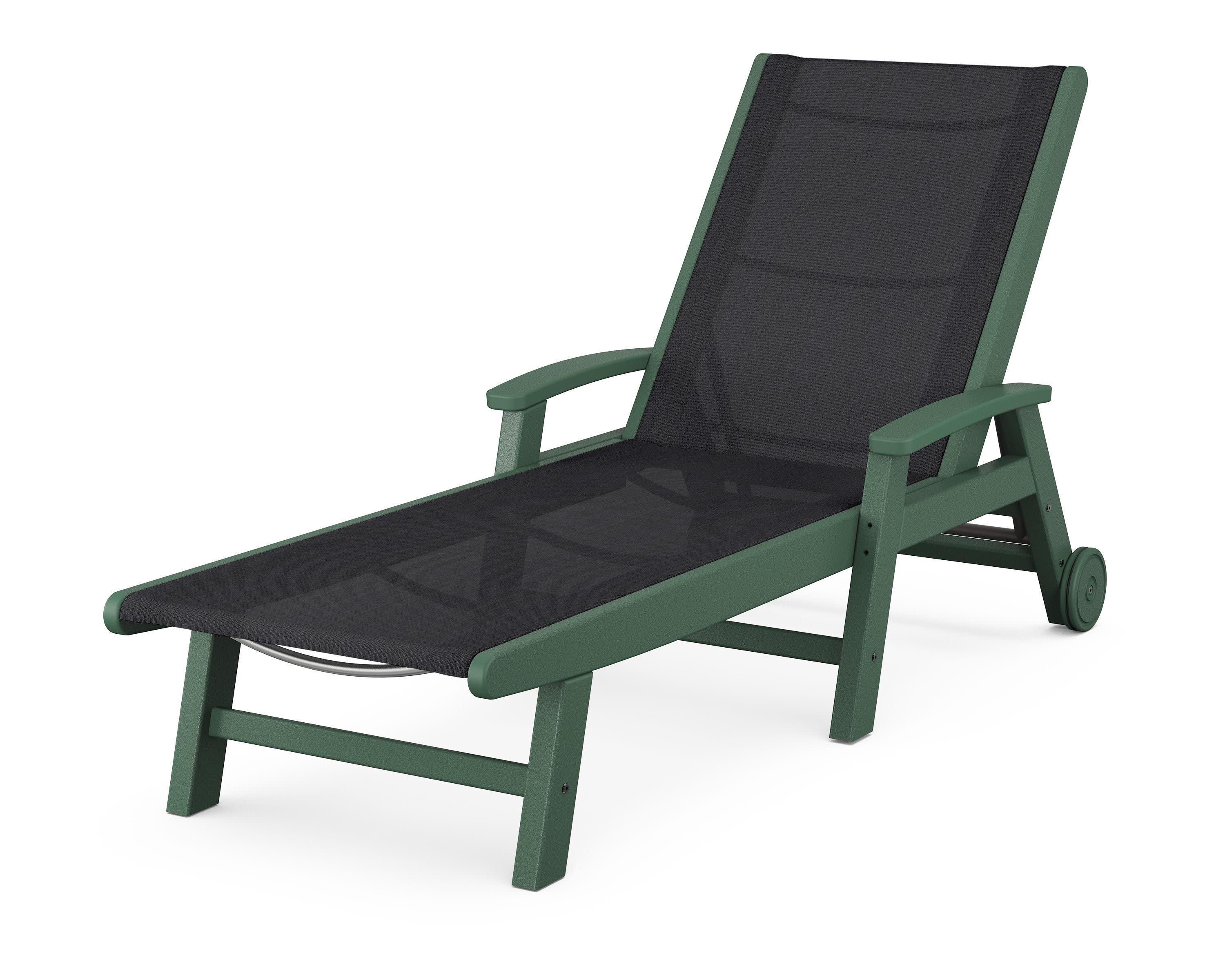 Coastal Chaise with Wheels in Green / Black Sling