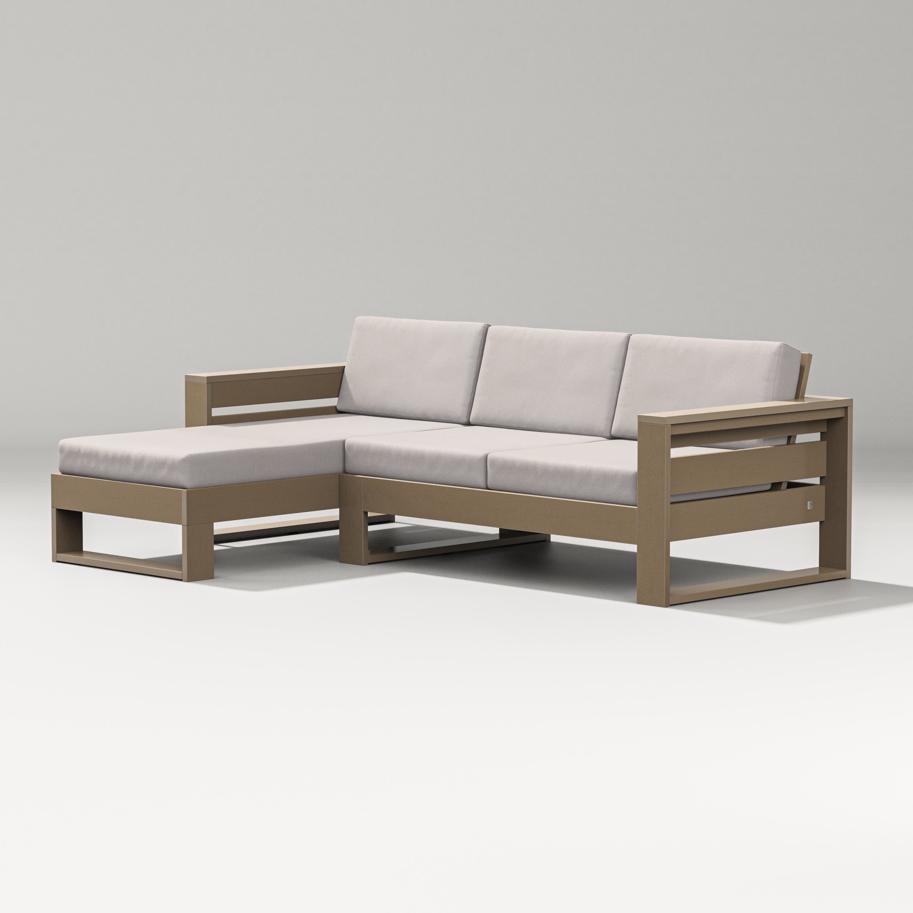 Latitude Left Chaise Sectional in Vintage Sahara / Dune Burlap