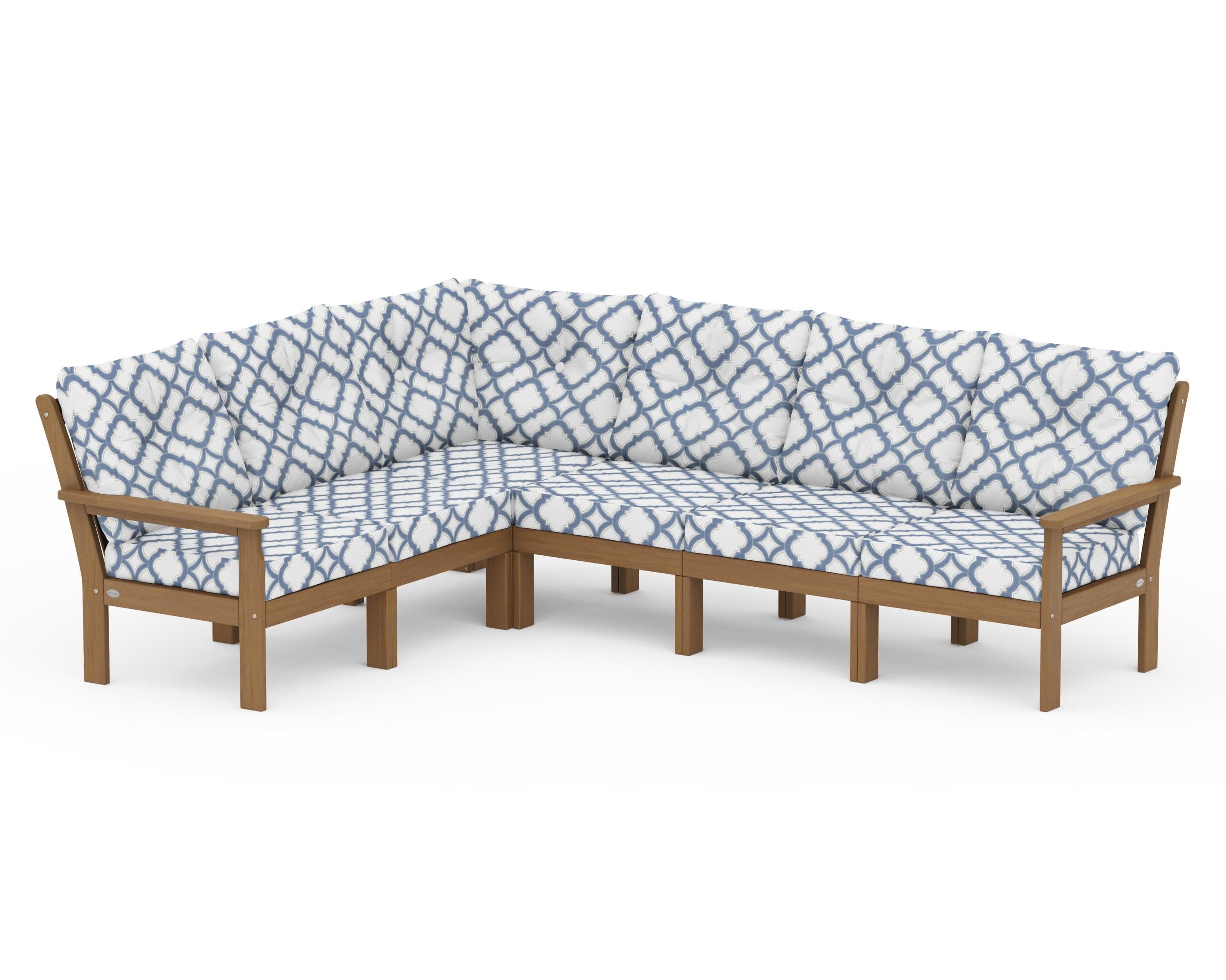 Vineyard 6-Piece Sectional in Natural / Trellis Sky Blue