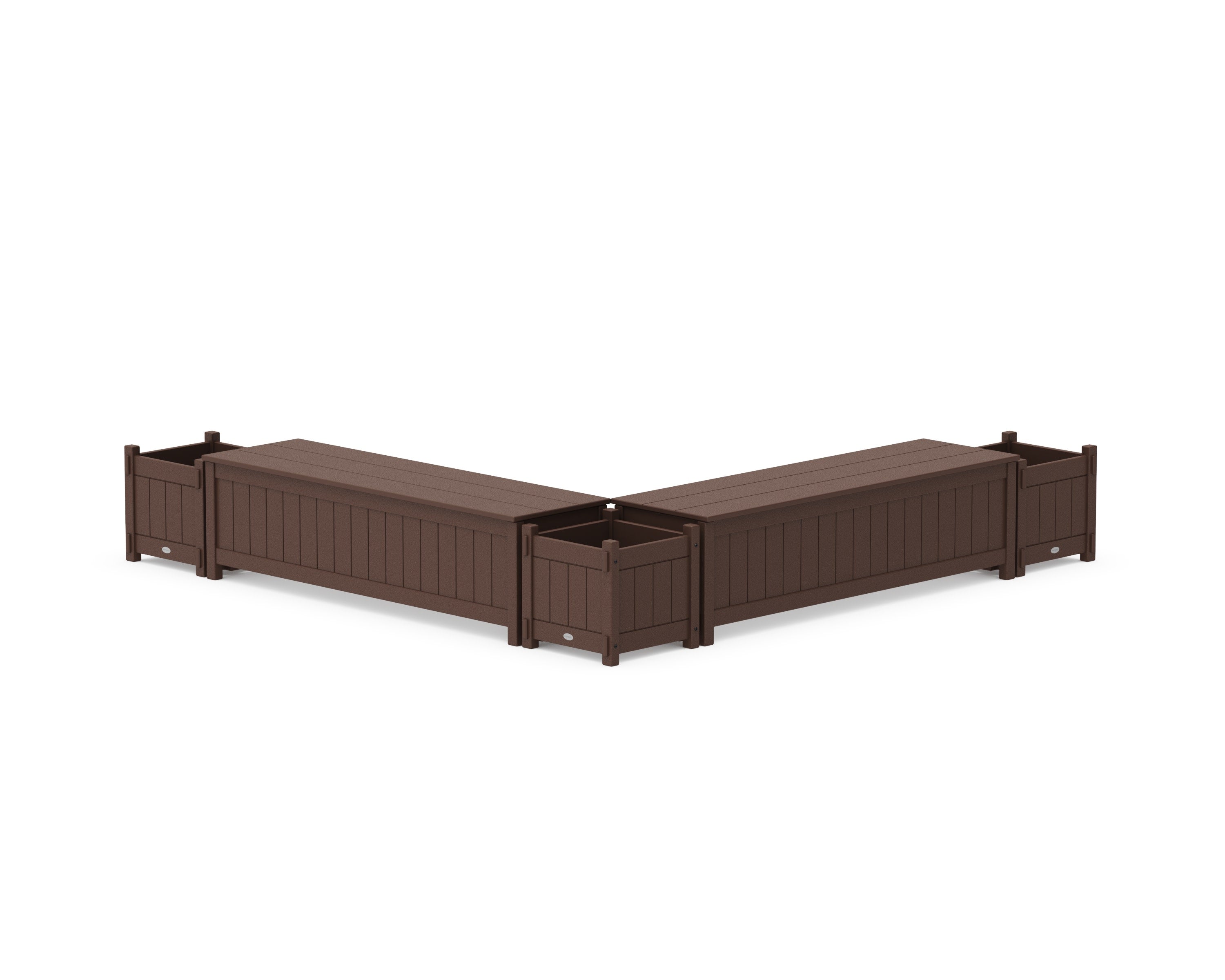 60" Vineyard L- Shaped Planter Storage Bench Corner Set in Mahogany