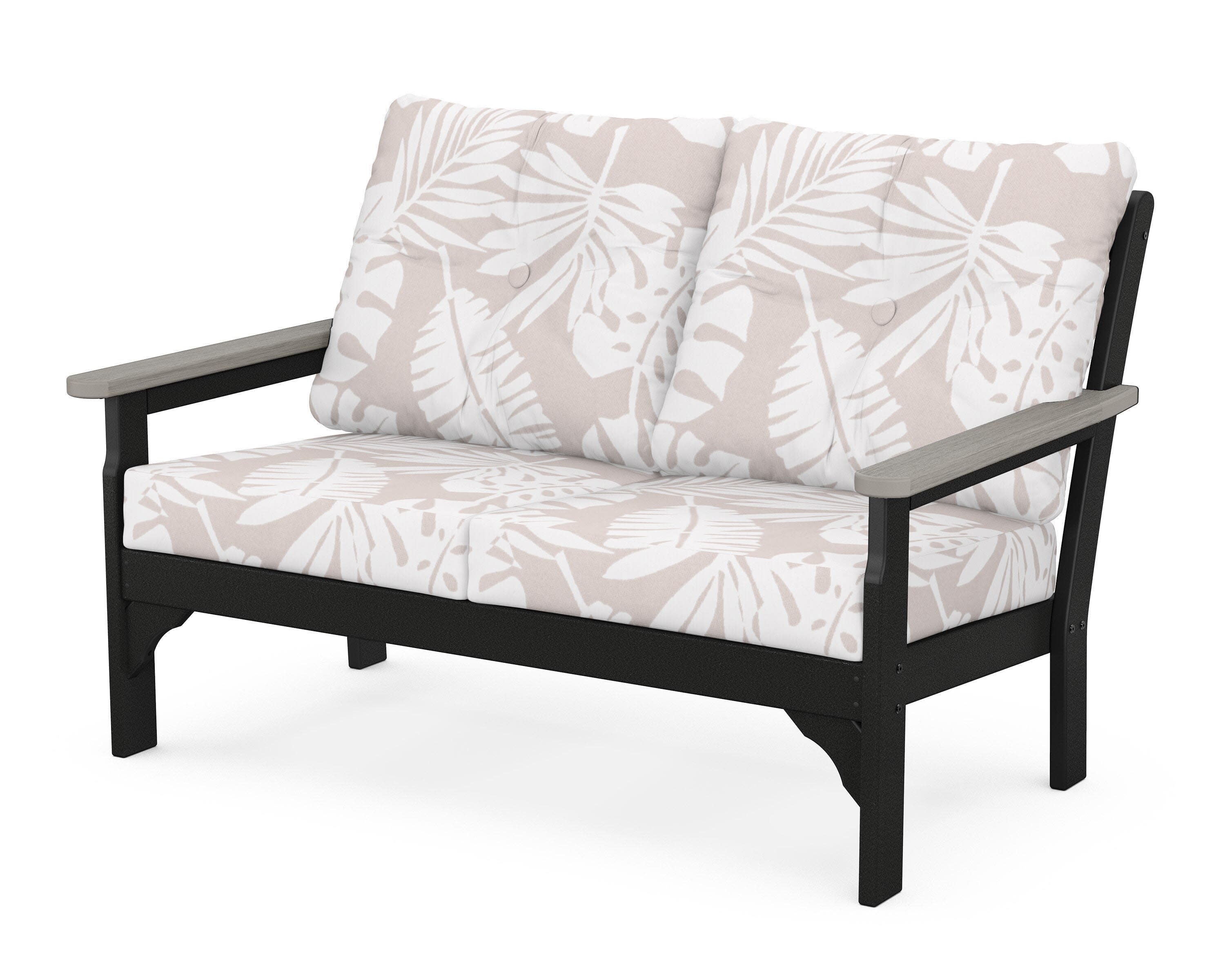 Vineyard Deep Seating Loveseat in Black / Driftwood / Leaf Dune Burlap