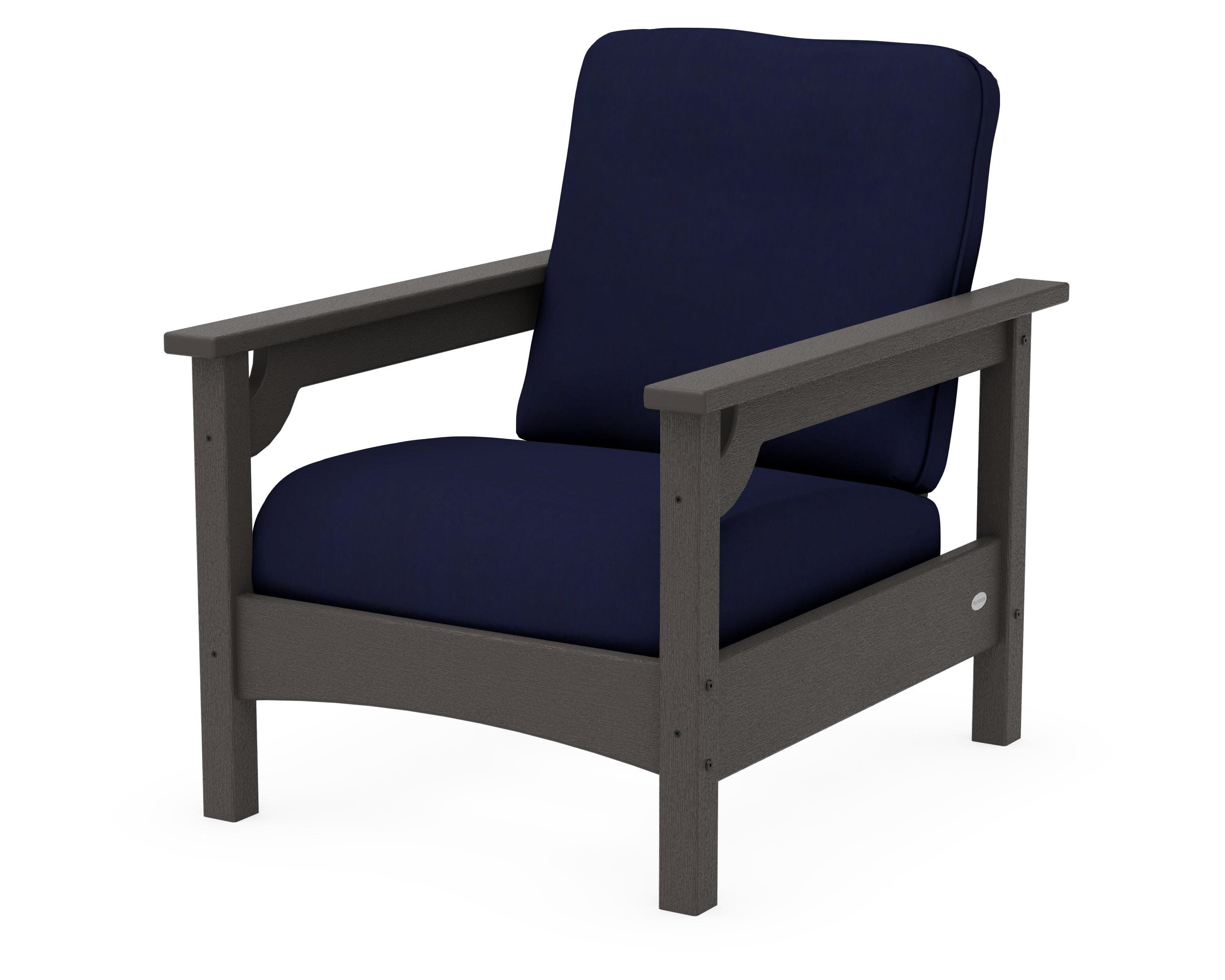 Club Chair in Vintage Coffee / Navy