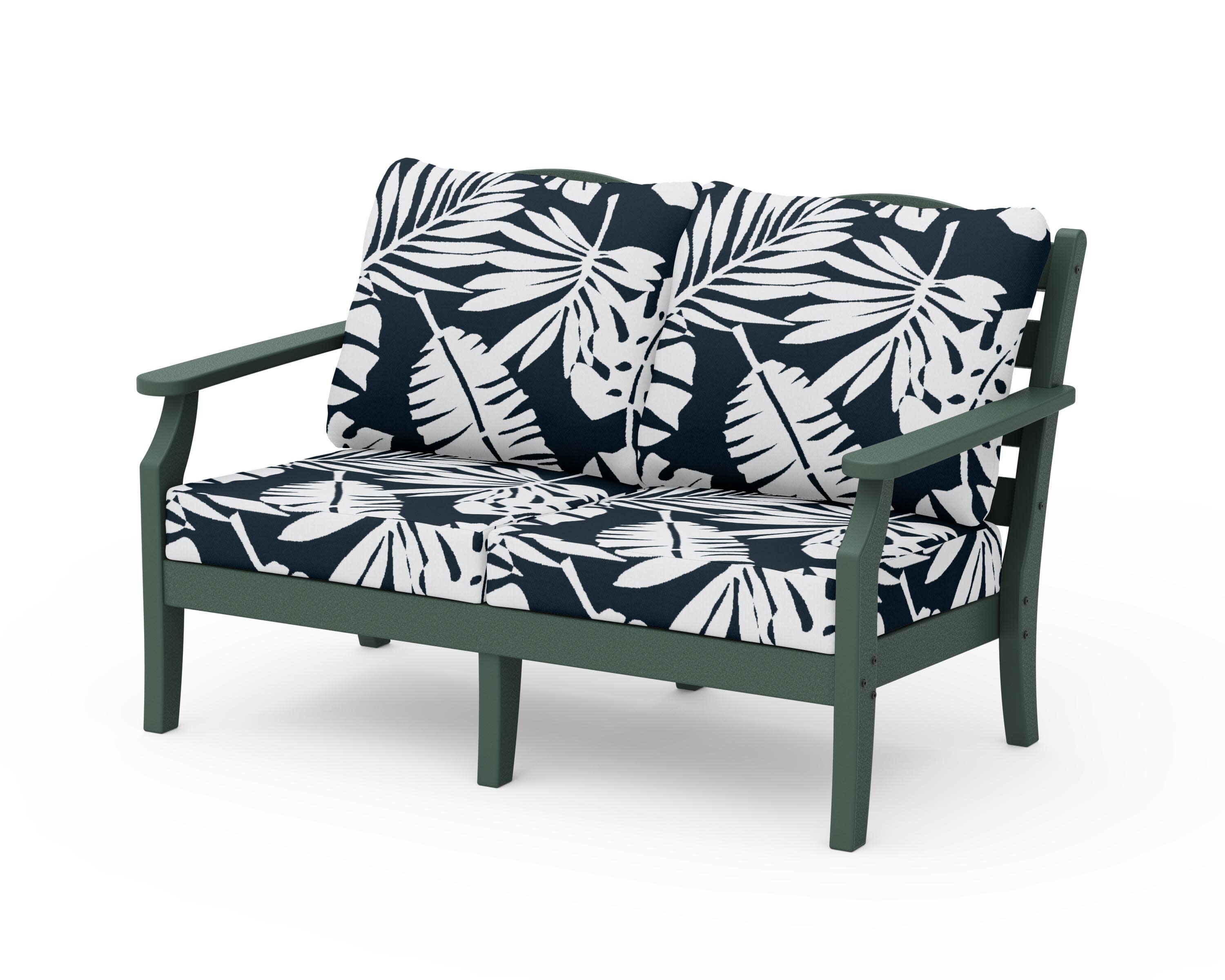 Savannah Deep Seating Loveseat in Green / Leaf Marine Indigo