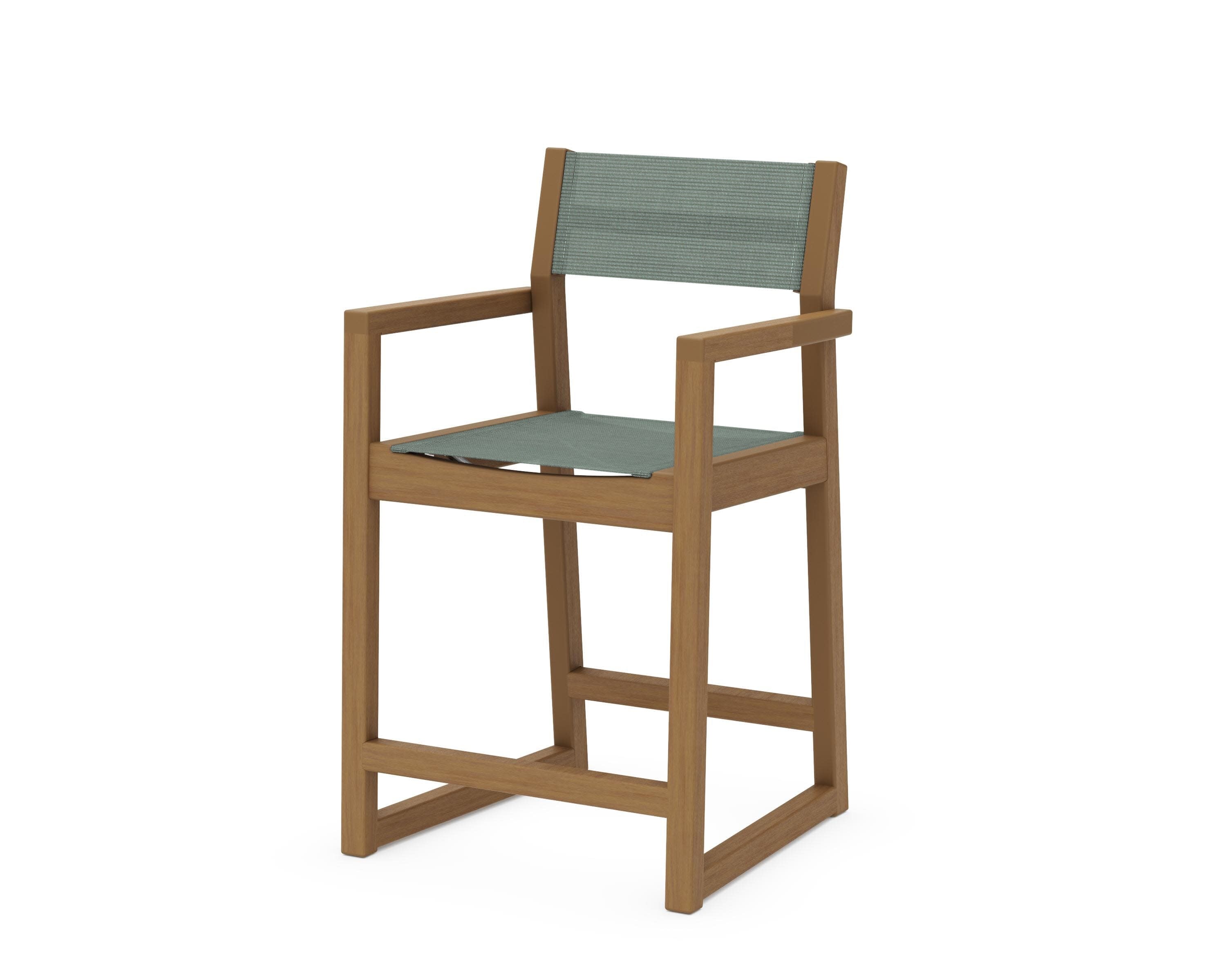 EDGE Sling Counter Arm Chair in Natural / Dupioni Sea Mist Sling