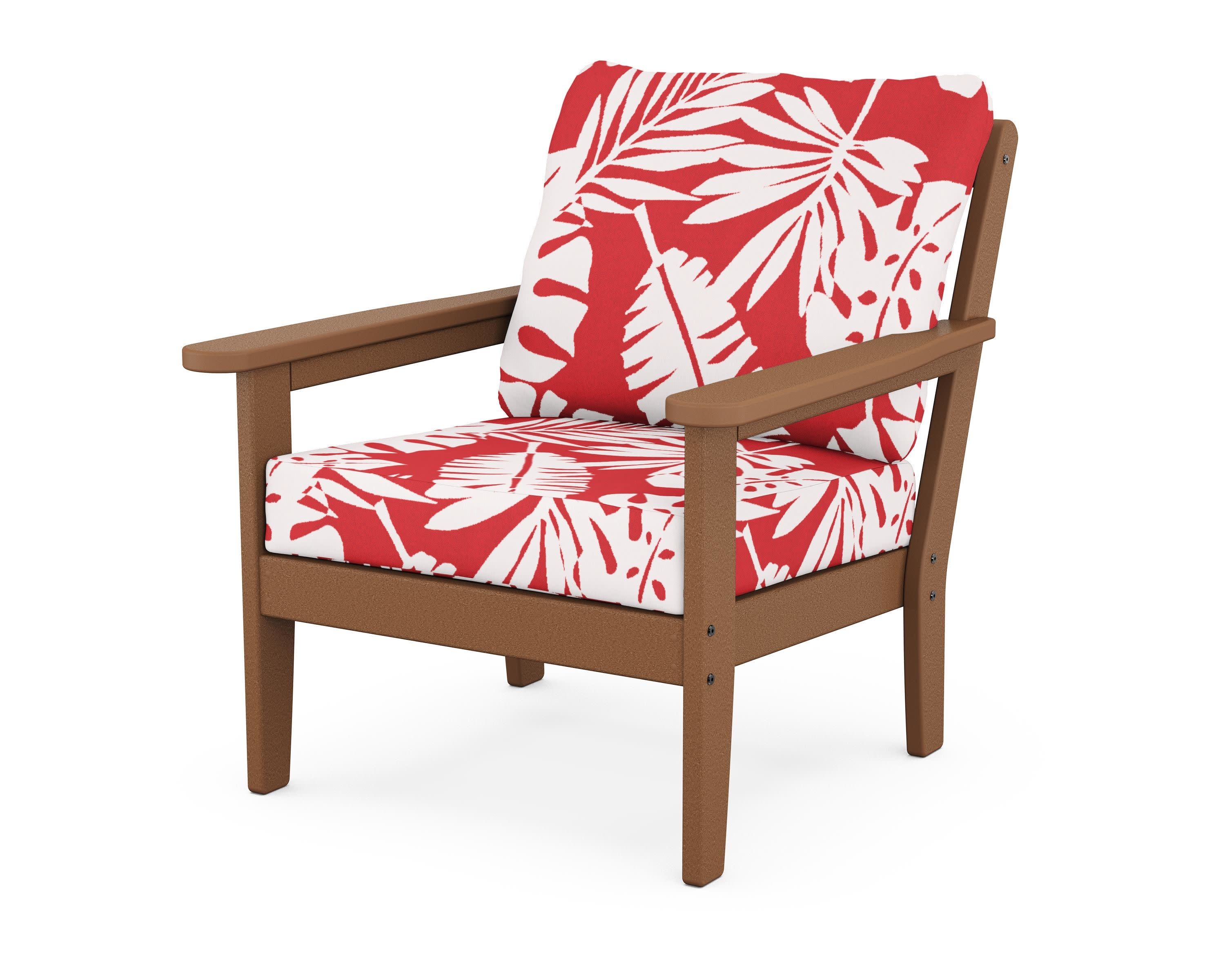 Cottage Deep Seating Chair in Teak / Leaf Crimson