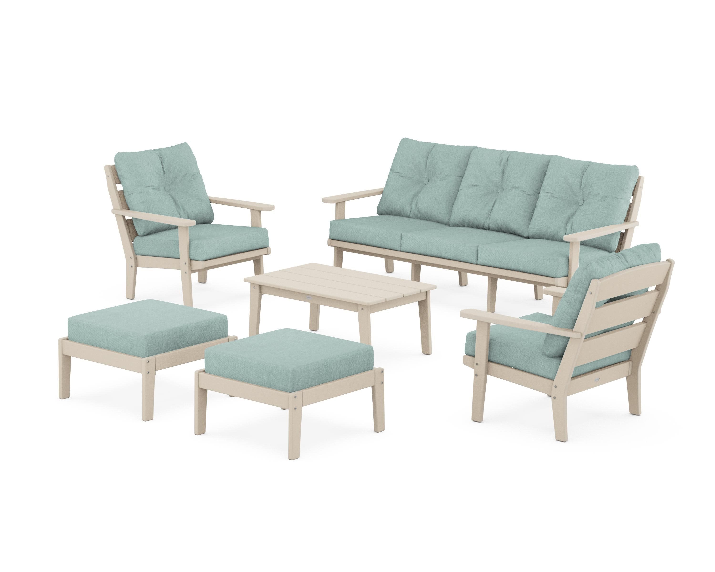 Lakeside 6-Piece Lounge Sofa Set in Sand / Glacier Spa