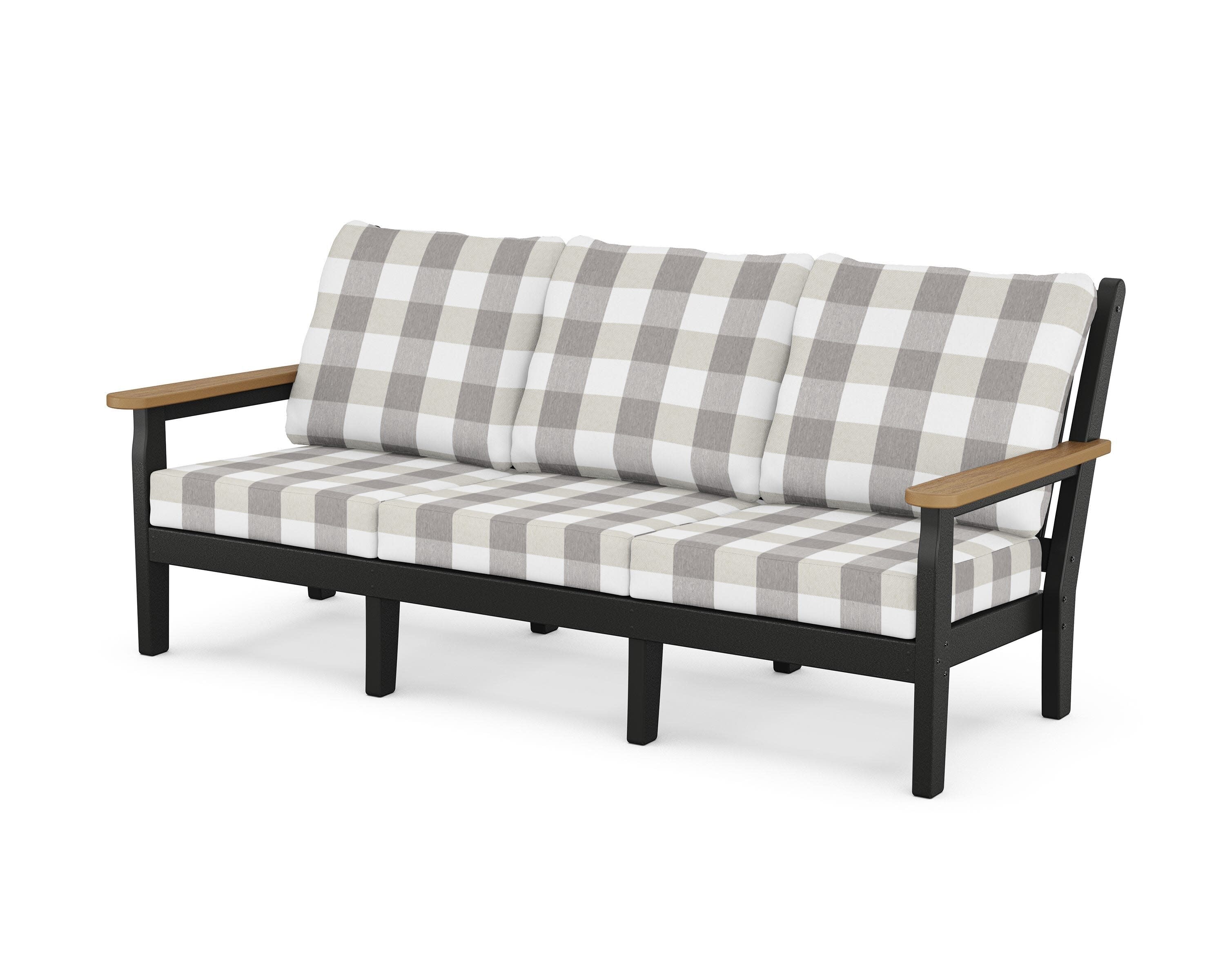 Chippendale Deep Seating Sofa in Black / Natural / Buffalo Plaid Grey Mist