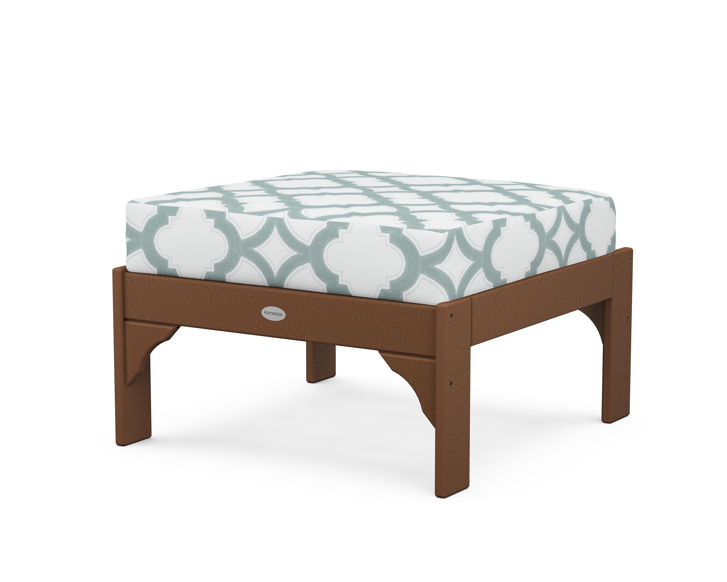 Vineyard Deep Seating Ottoman in Teak / Trellis Glacier Spa