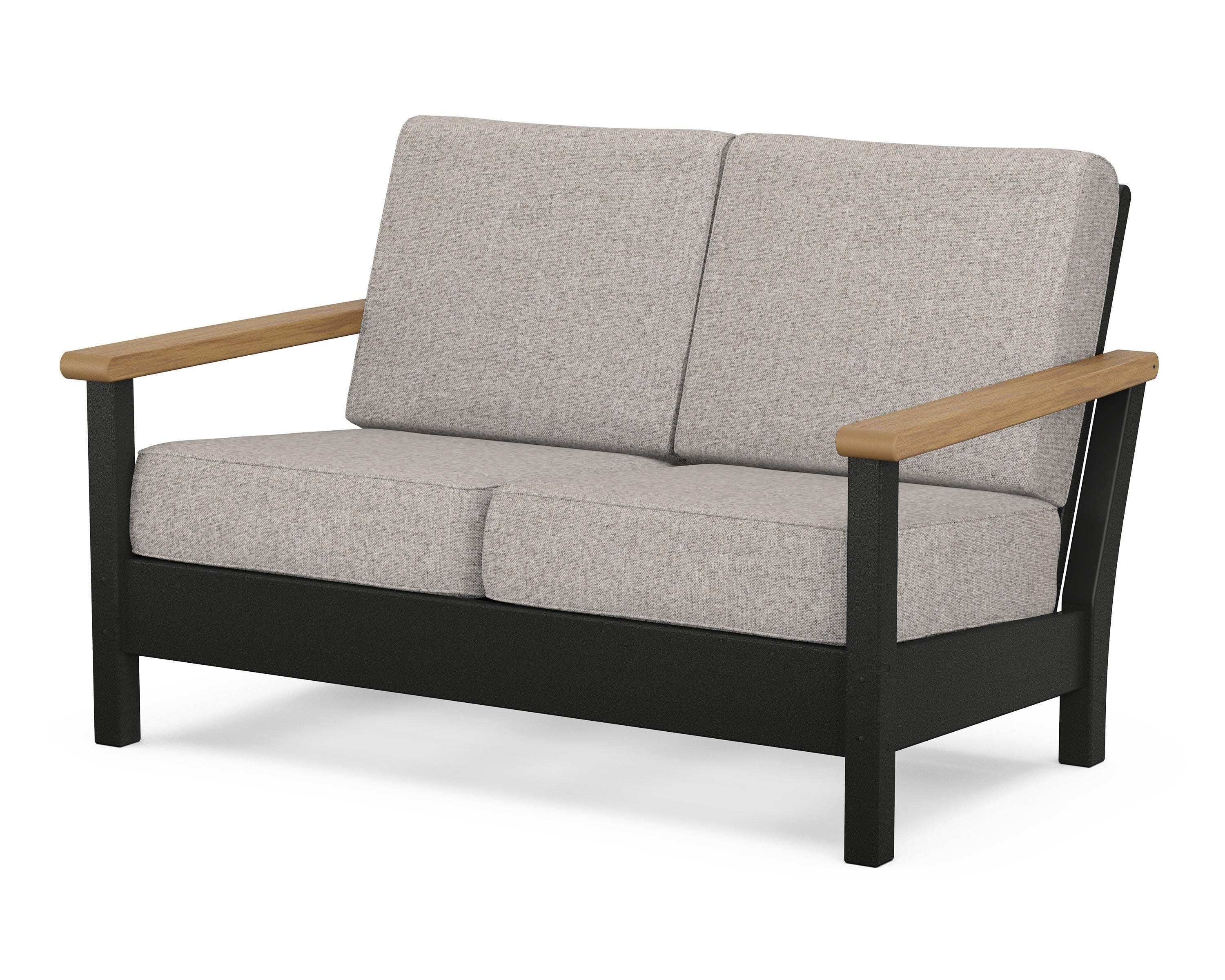 Harbour Deep Seating Loveseat in Black / Natural / Weathered Tweed