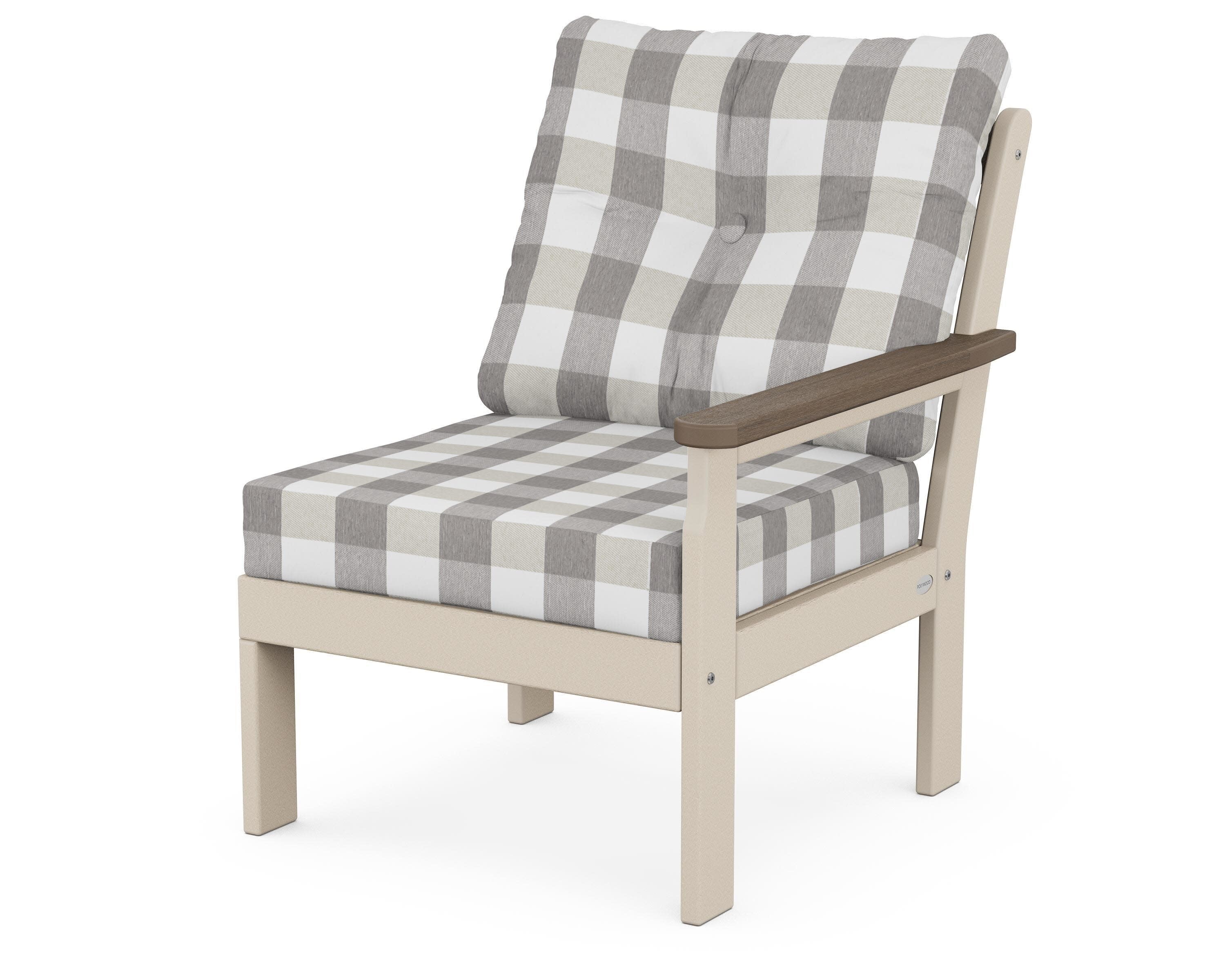 Vineyard Modular Right Arm Chair in Sand / Kona / Buffalo Plaid Grey Mist