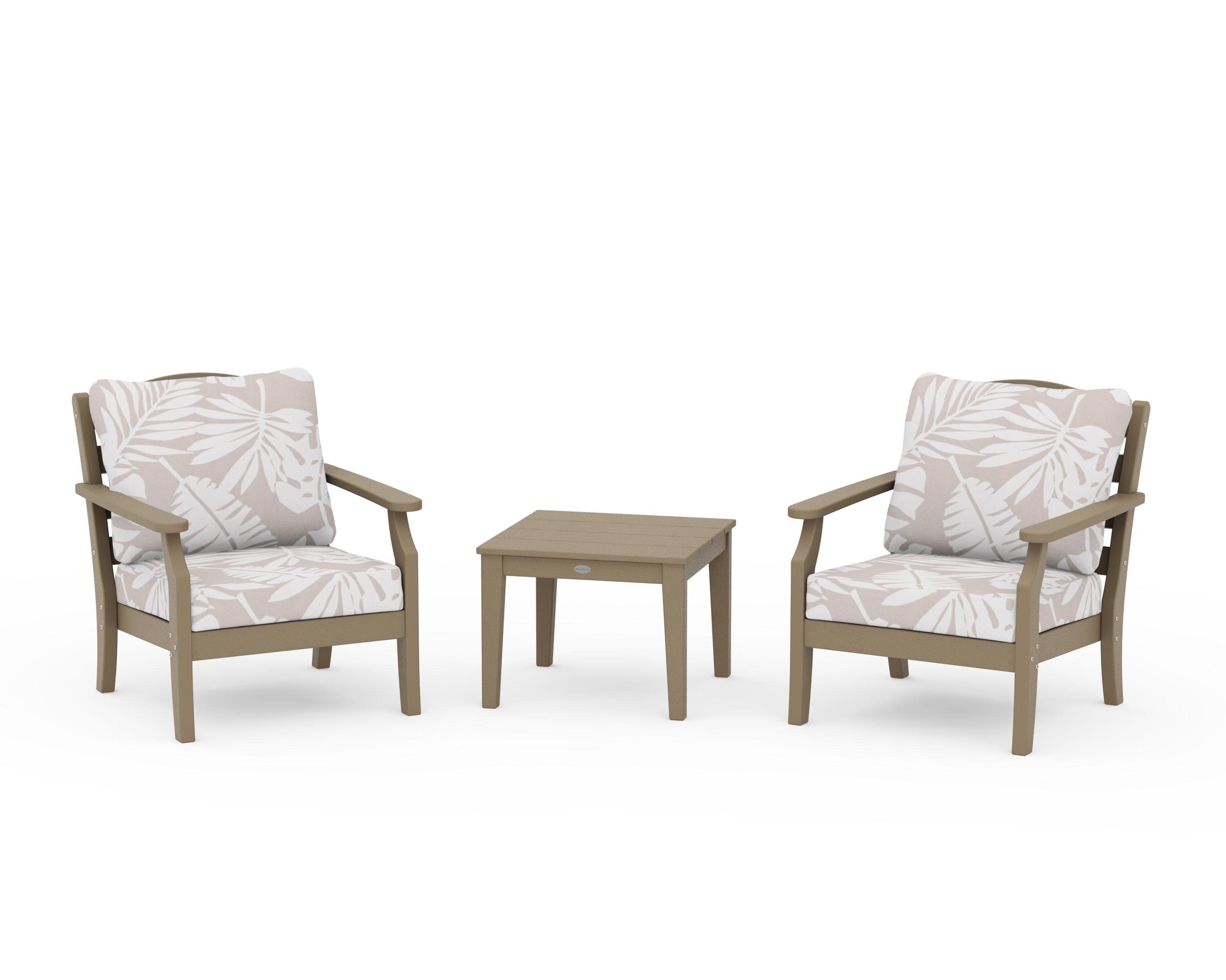 Savannah 3-Piece Deep Seating Set in Vintage Sahara / Leaf Dune Burlap